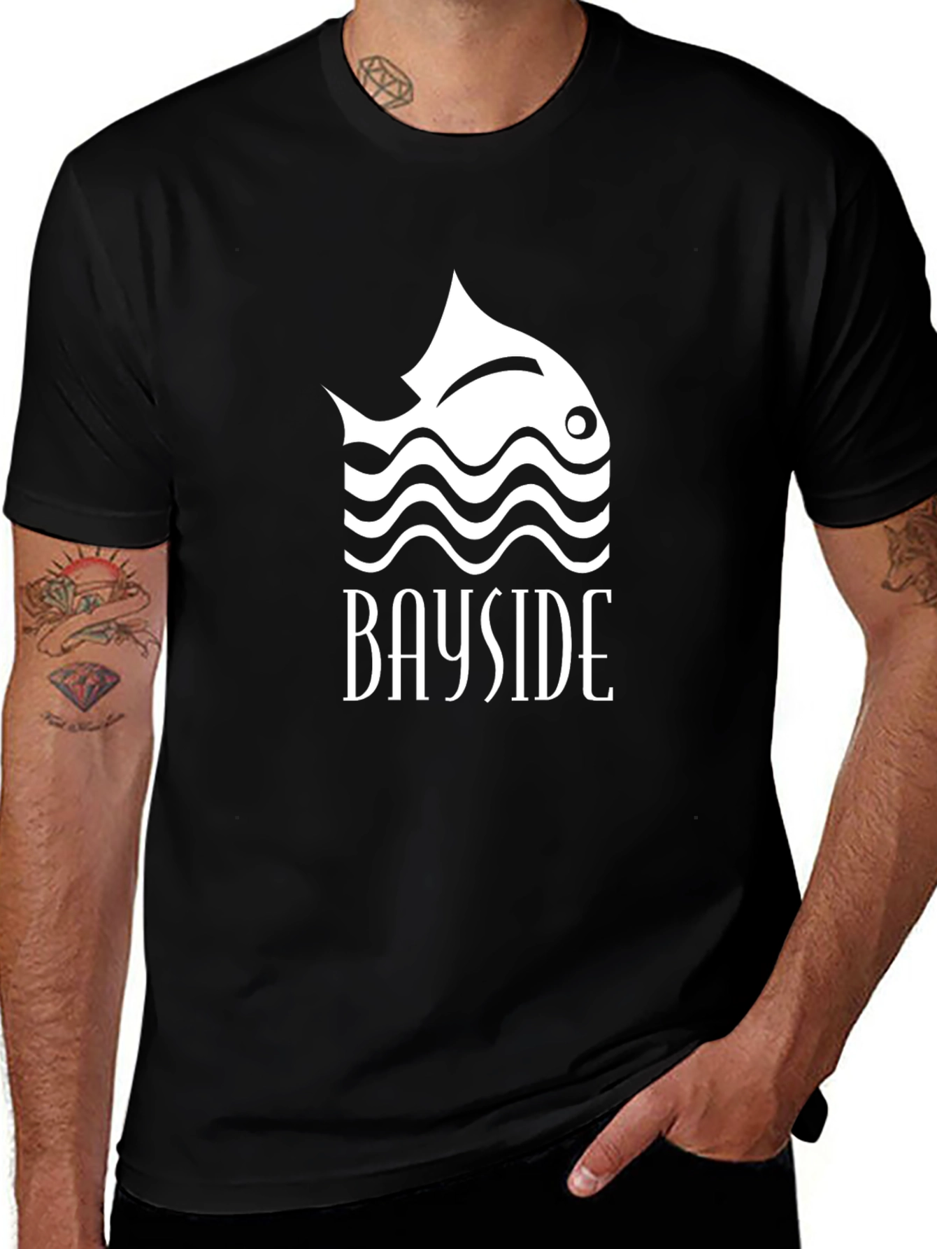 Black Bayside Fish Graphic Black T-Shirt main image