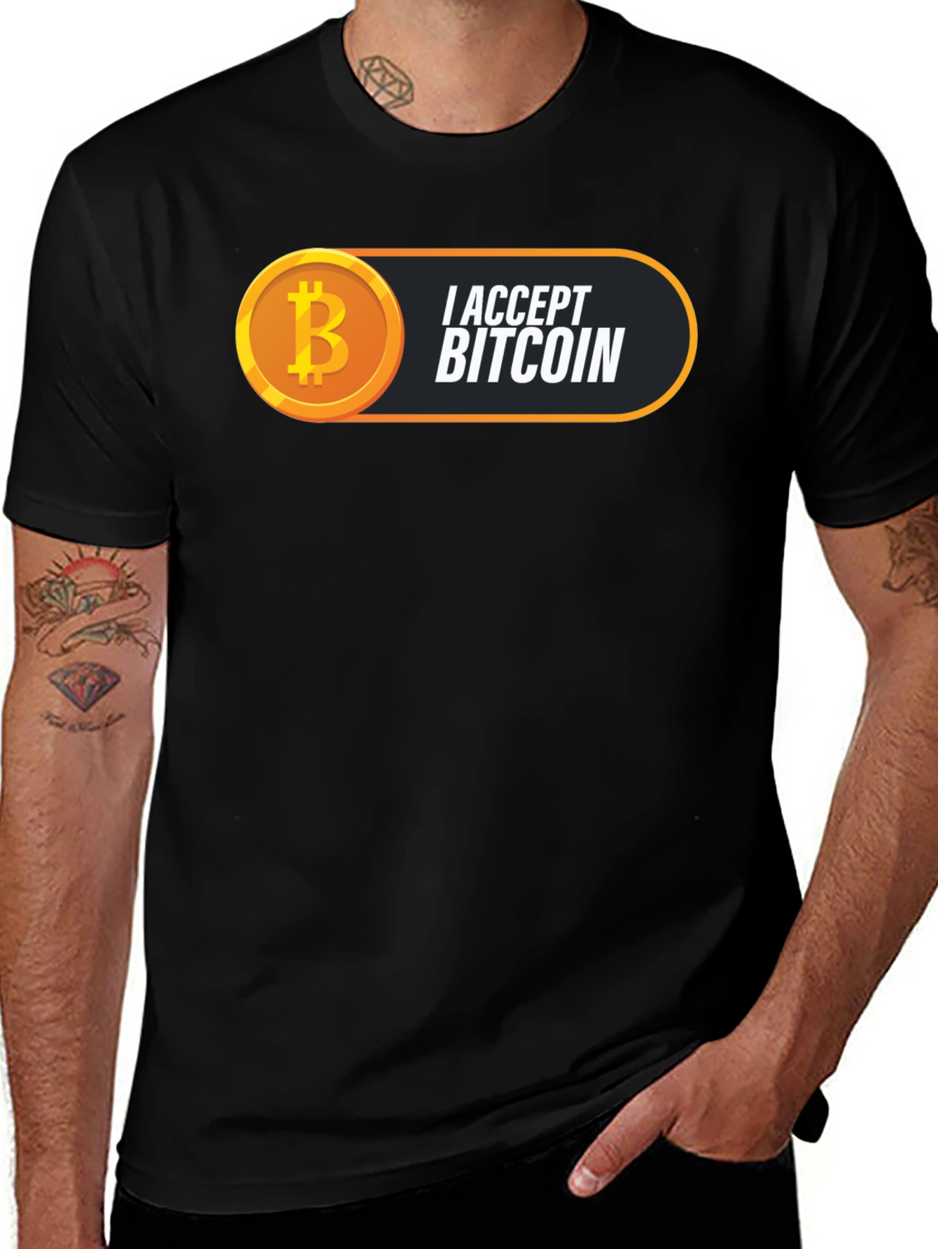 Variant 19 of I Accept Bitcoin Black T-Shirt