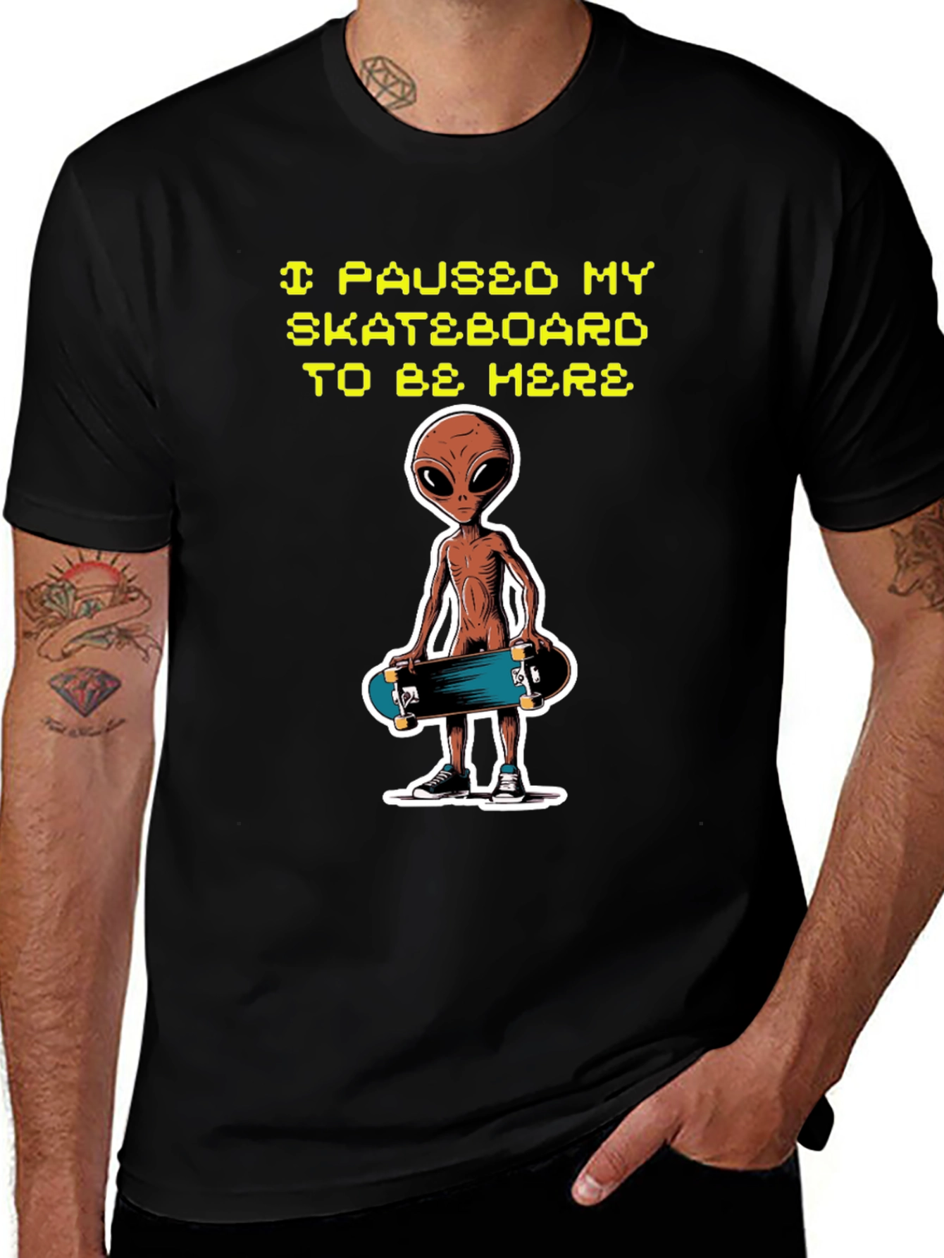 Variant 3 of Alien Skateboard T-Shirt