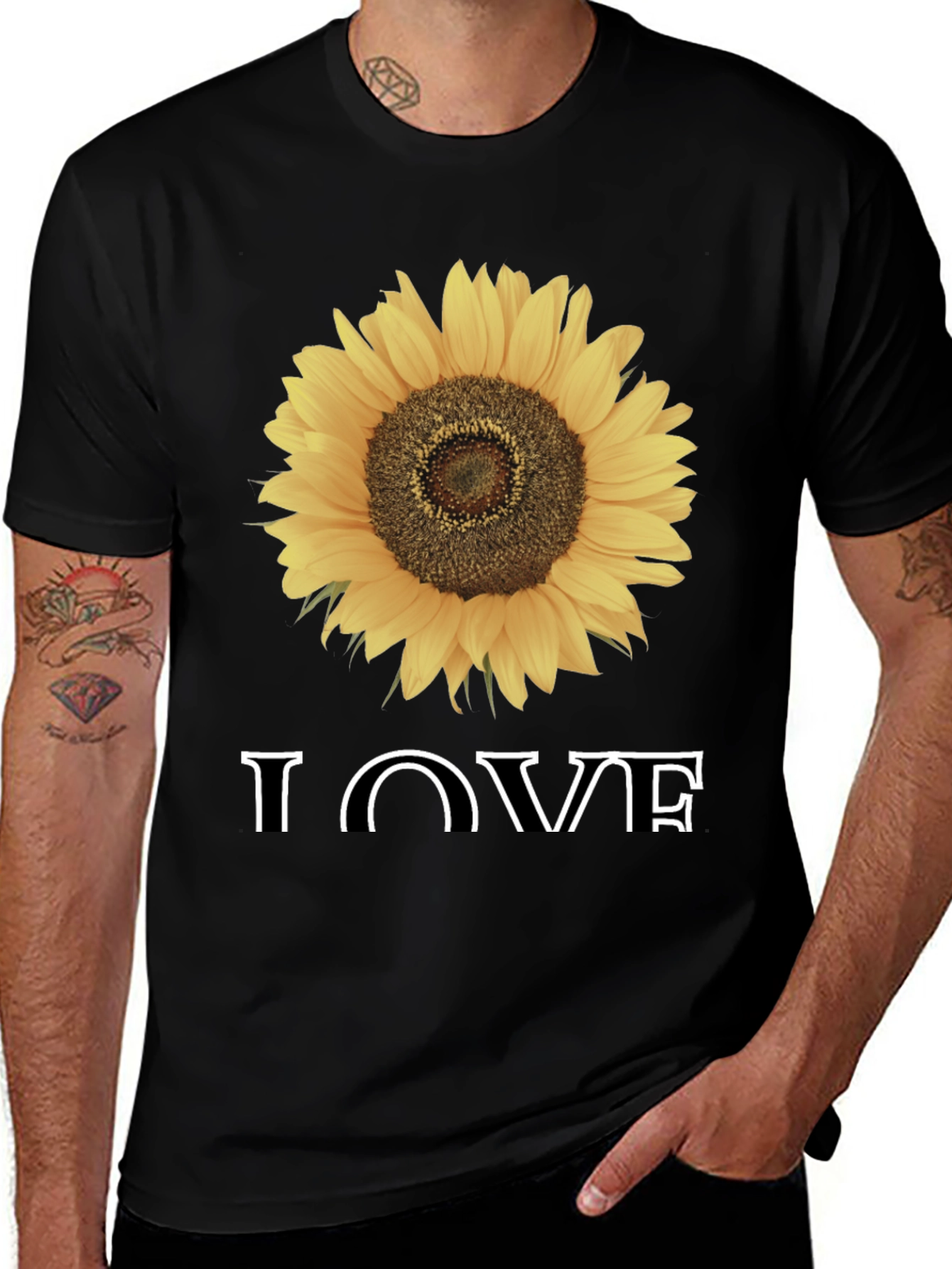 Variant 24 of Sunflower Love Graphic Tee - Black
