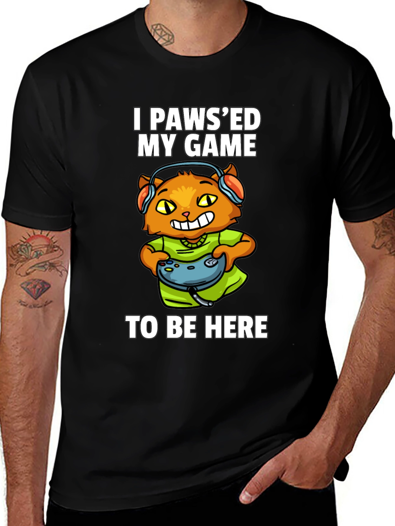 Variant 20 of Paws'd My Game Cat Gamer Graphic T-Shirt