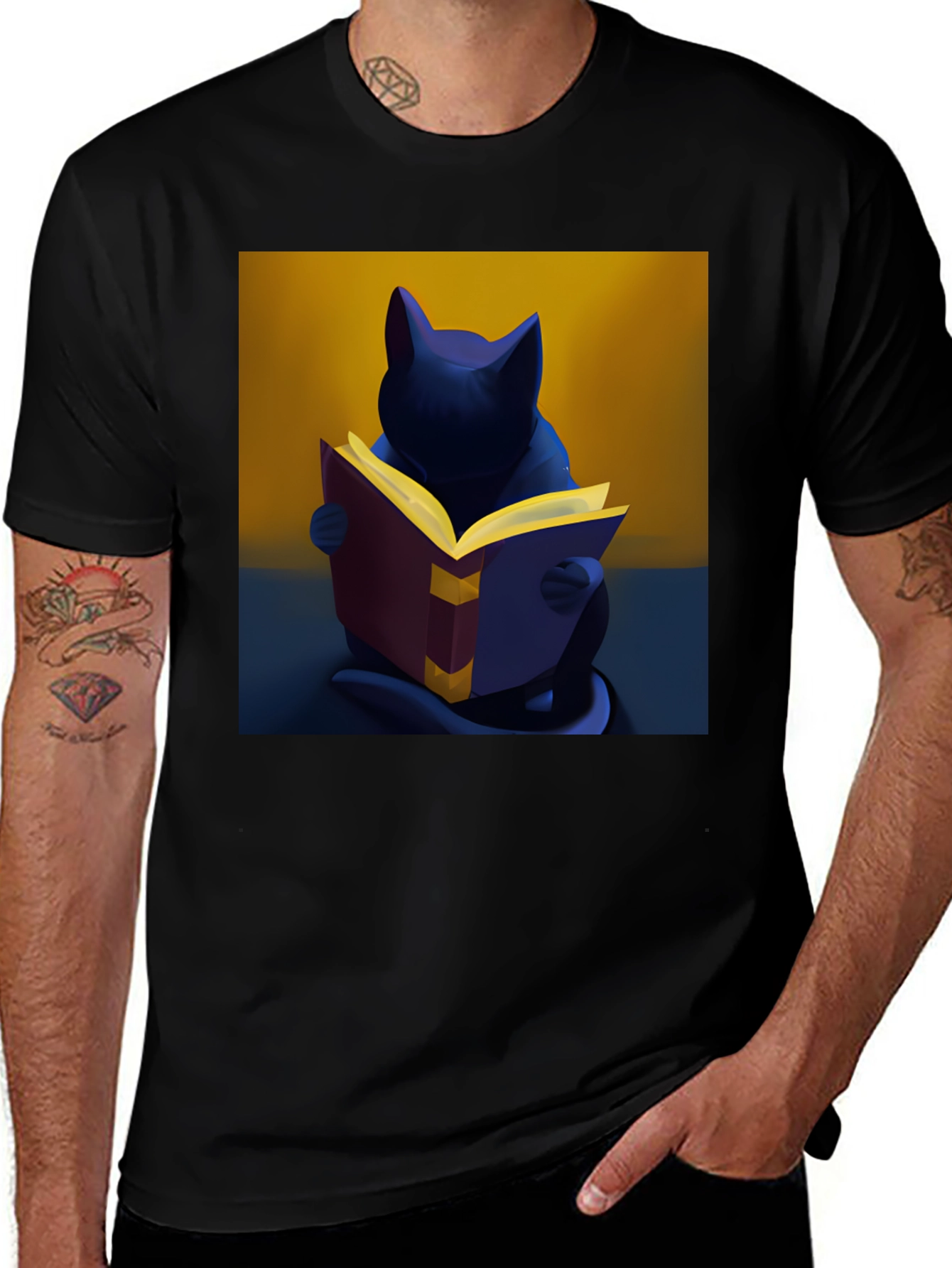 Variant 11 of Cat Reading Book T-Shirt - Unique Graphic Tee