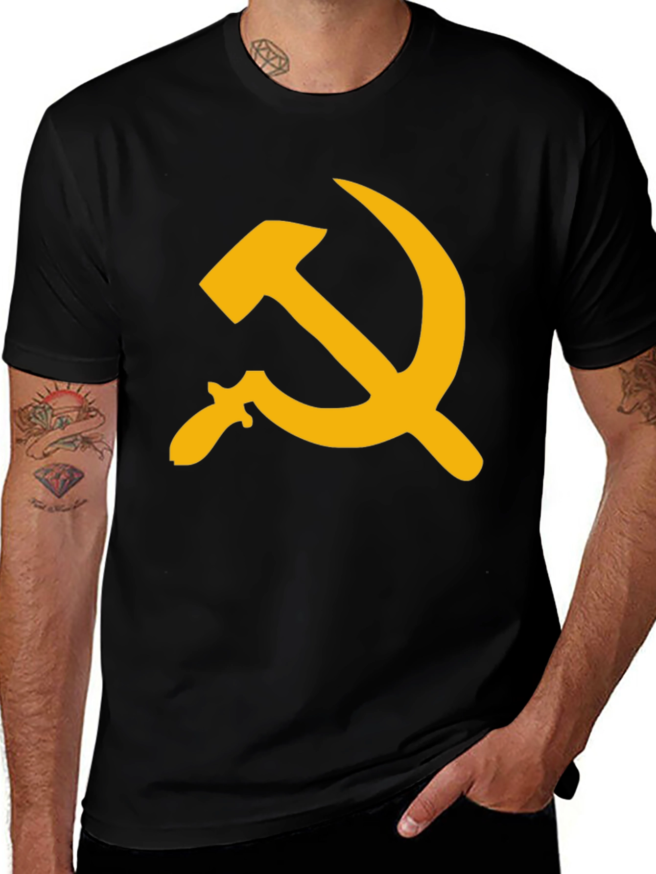 Variant 9 of Hammer and Sickle Graphic Tee - Black