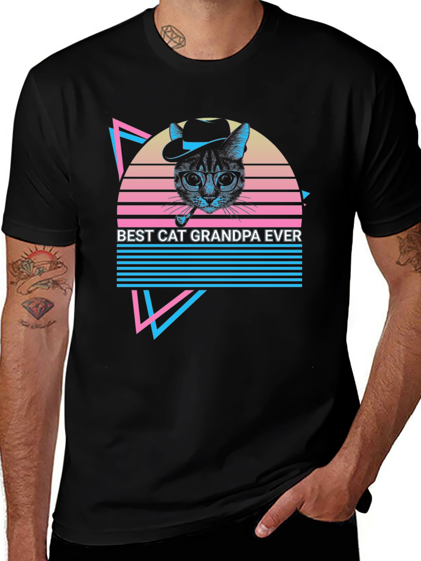 Variant 24 of Retro Cat Grandpa Graphic Tee
