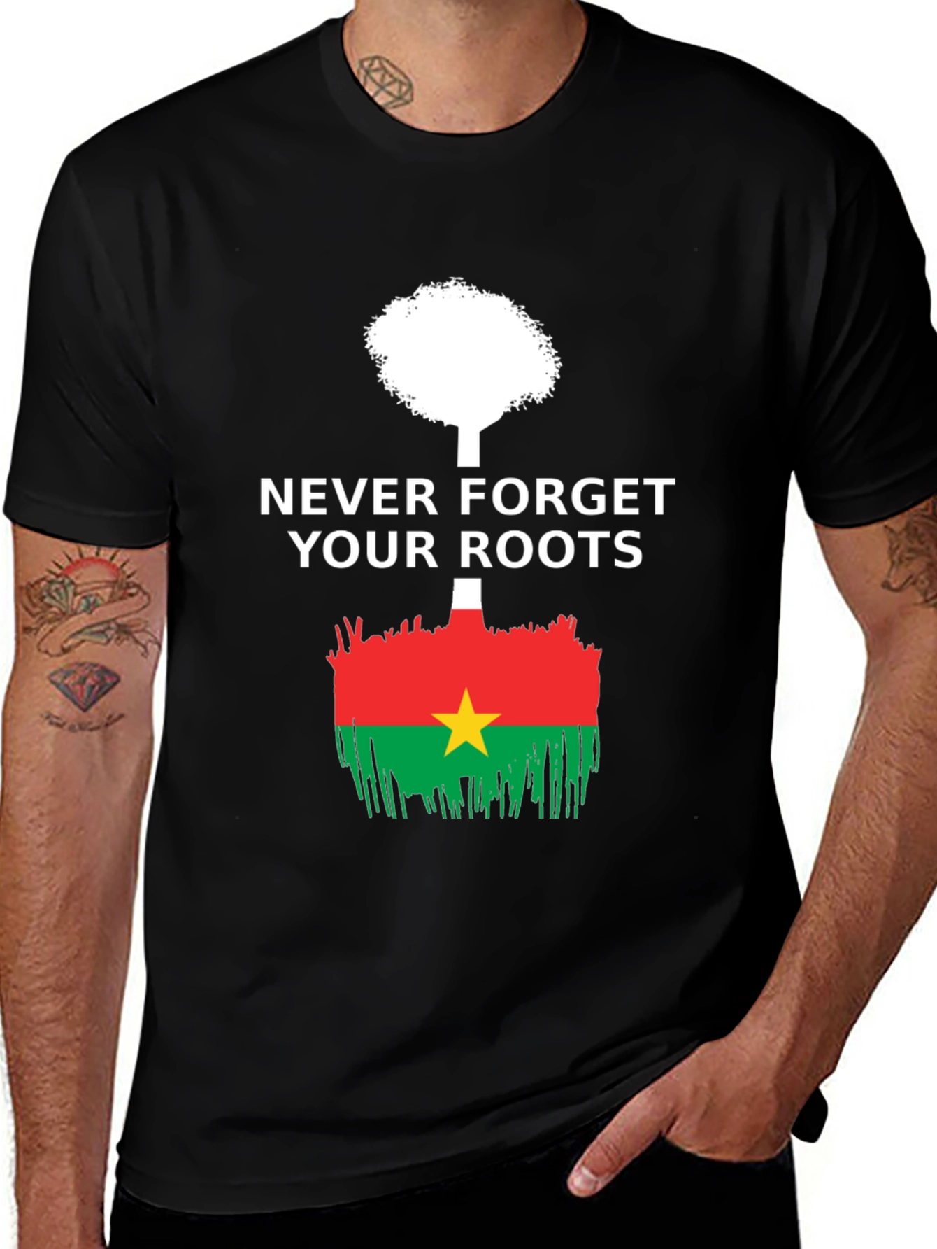 Variant 7 of Never Forget Roots Burkina Faso Flag T-Shirt
