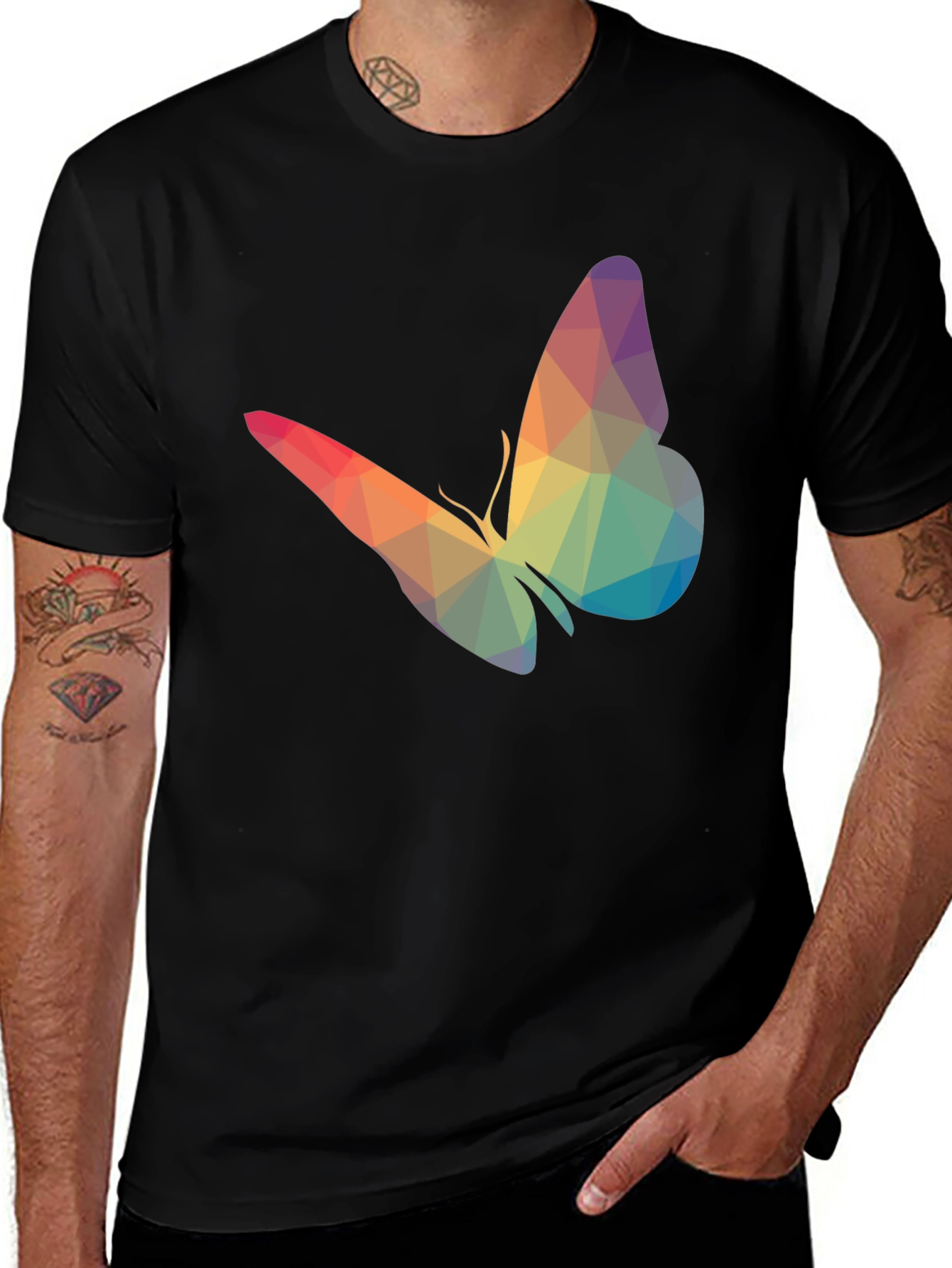 Variant 24 of Geometric Butterfly Graphic Print Crew Neck T-Shirt