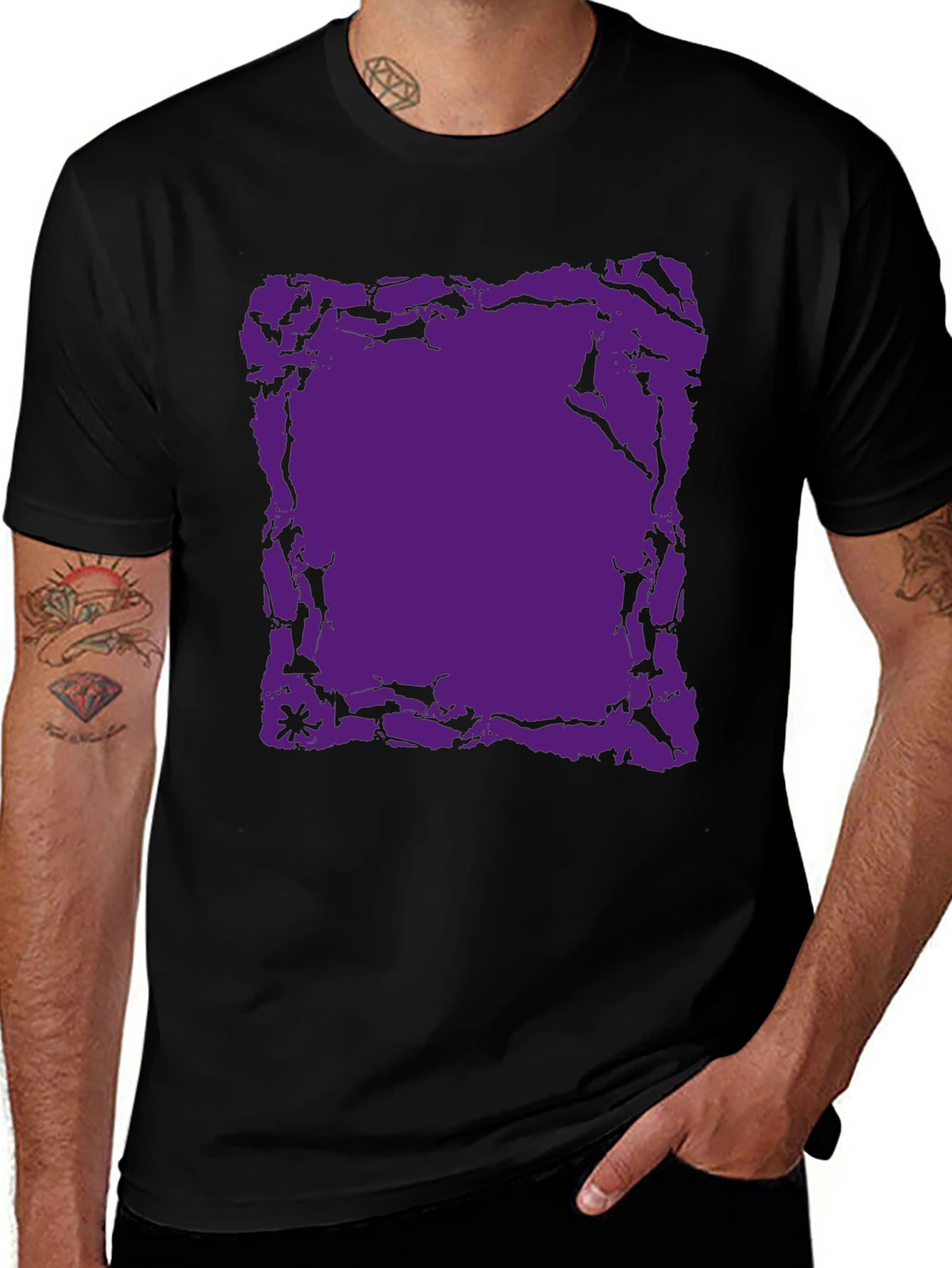 Variant 2 of Black Tee with Abstract Purple Graphic