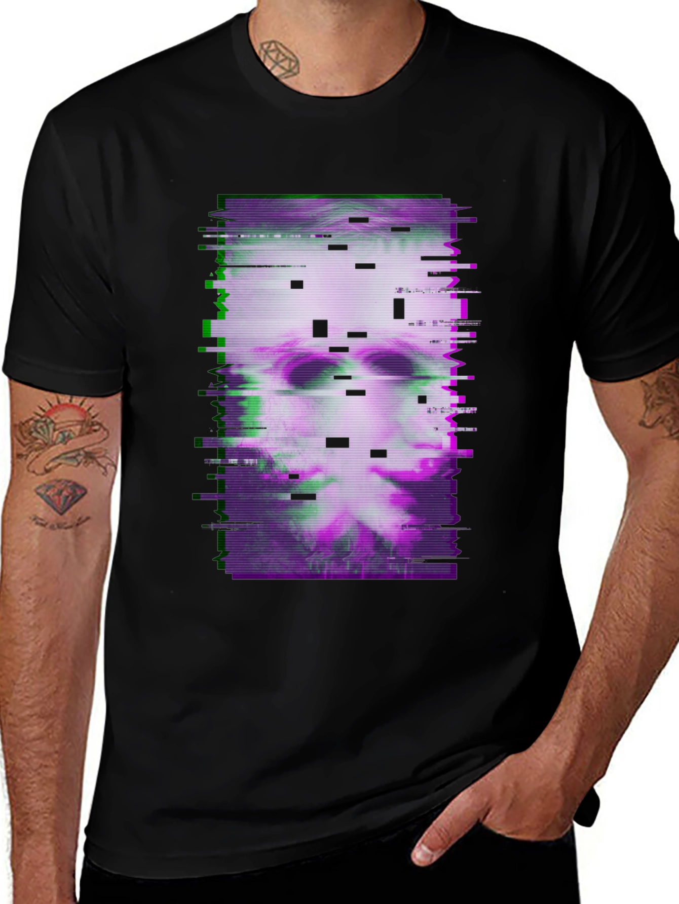 Variant 12 of Glitch Art Graphic Tee - Dark Aesthetic T-Shirt