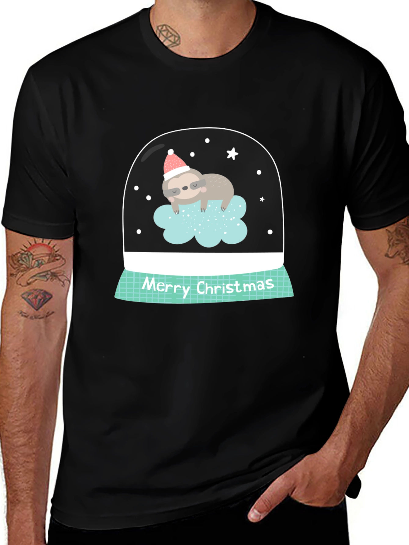 Variant 6 of Sloth in Snow Globe Christmas T-Shirt