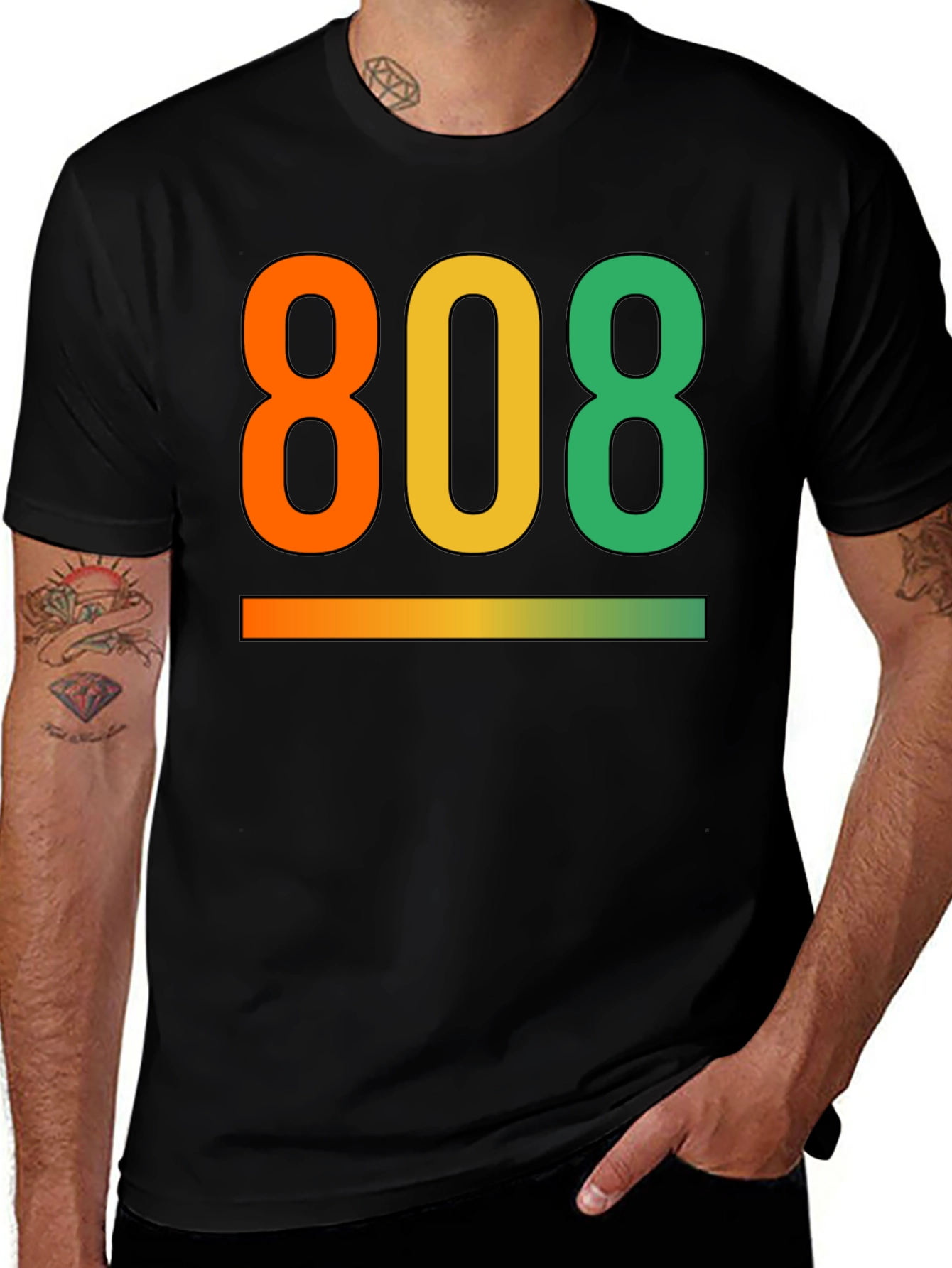 Variant 4 of 808 Gradient Graphic Tee - Cool Black T-Shirt