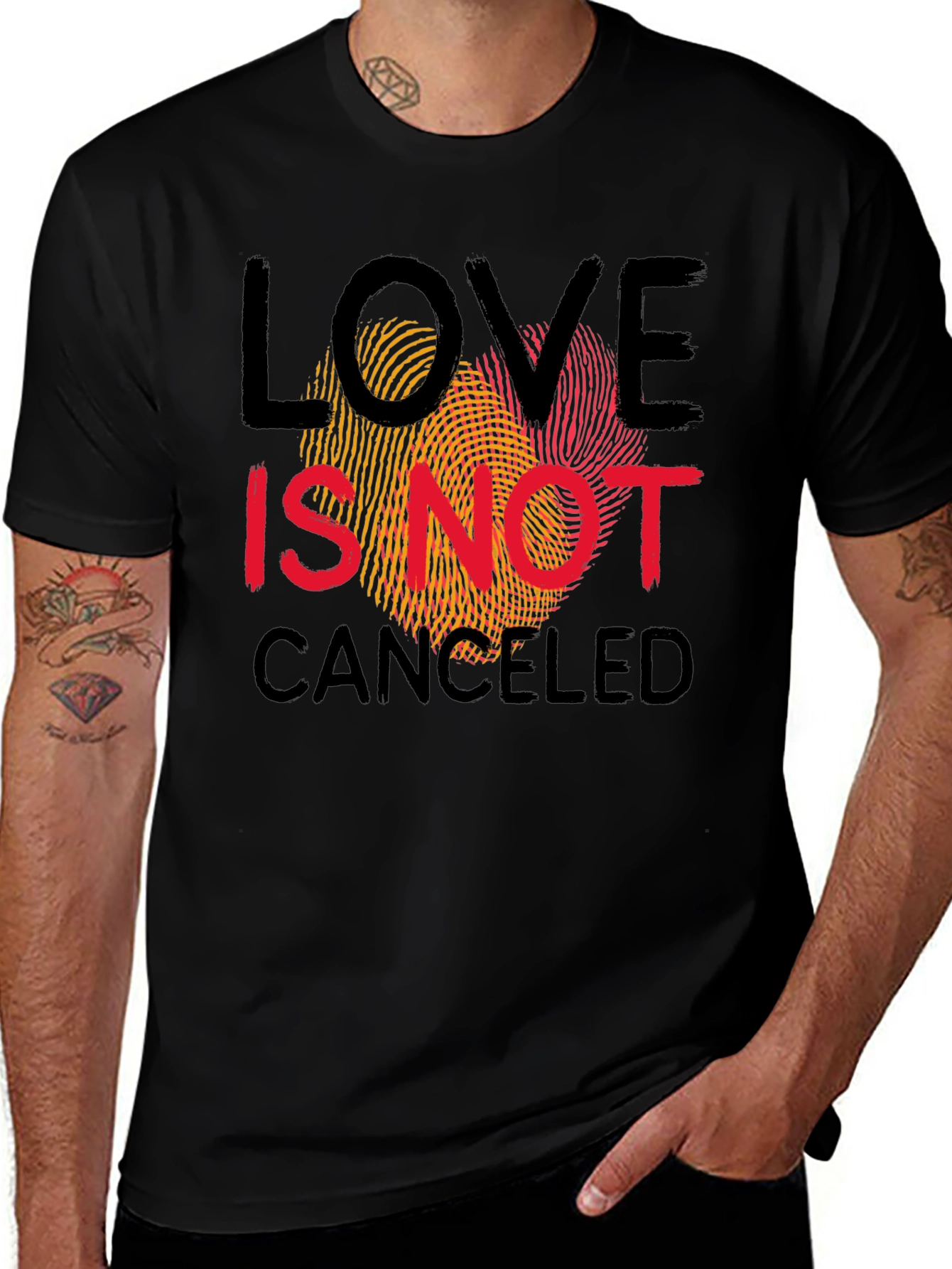 Variant 2 of Love Is Not Canceled Graphic Tee - Black Crew Neck