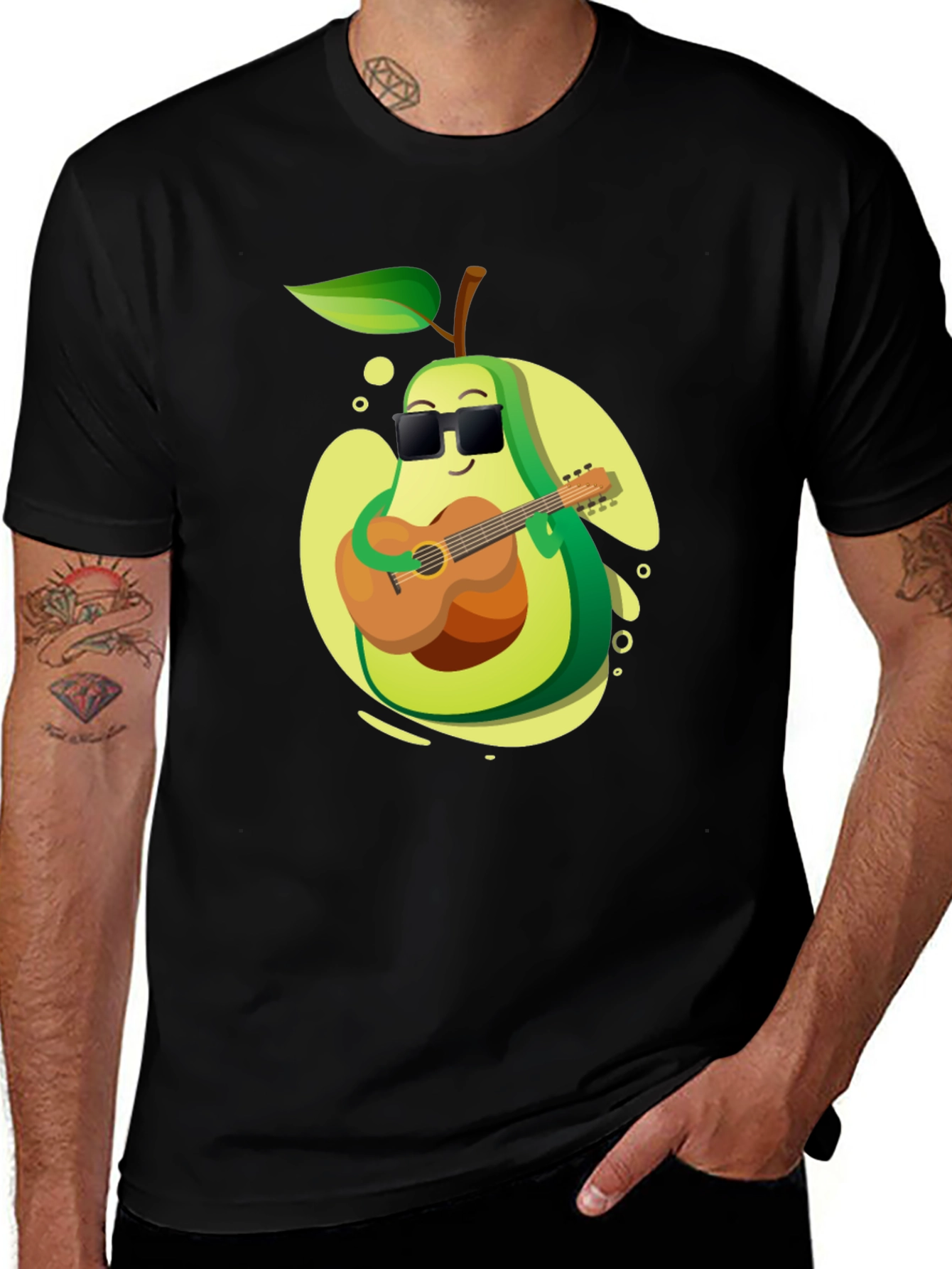 Variant 20 of Avocado Guitarist Graphic T-Shirt - Cool Music Lover Tee