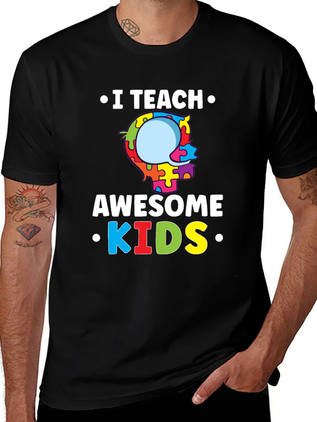 Variant 12 of I Teach Awesome Kids Puzzle Piece Autism T-Shirt