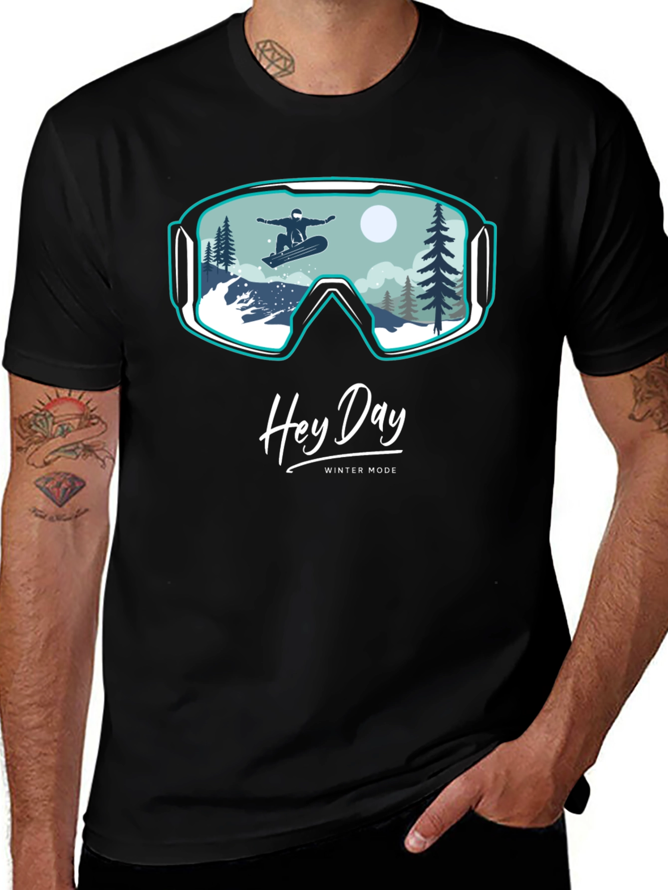 Variant 11 of Winter Mode Graphic Tee - Hey Day Snowboard Design