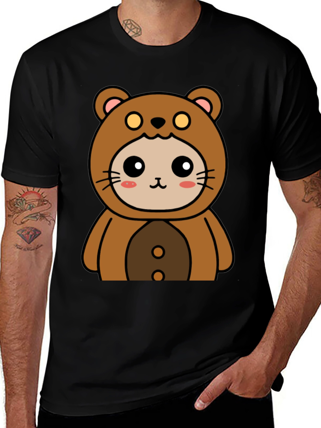 Variant 17 of Cute Bear Costume T-Shirt - Black