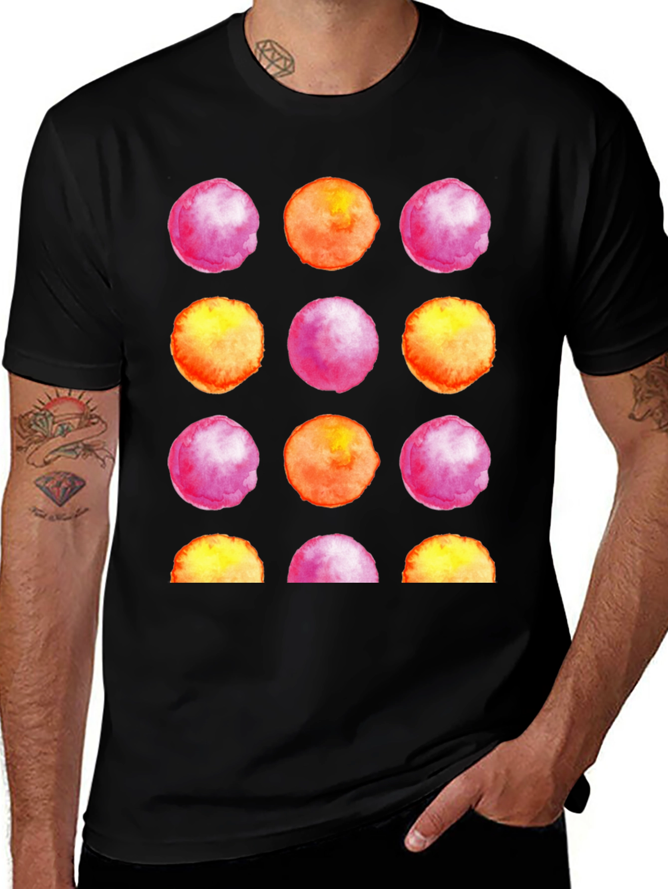 Variant 8 of Watercolor Circles Black T-Shirt