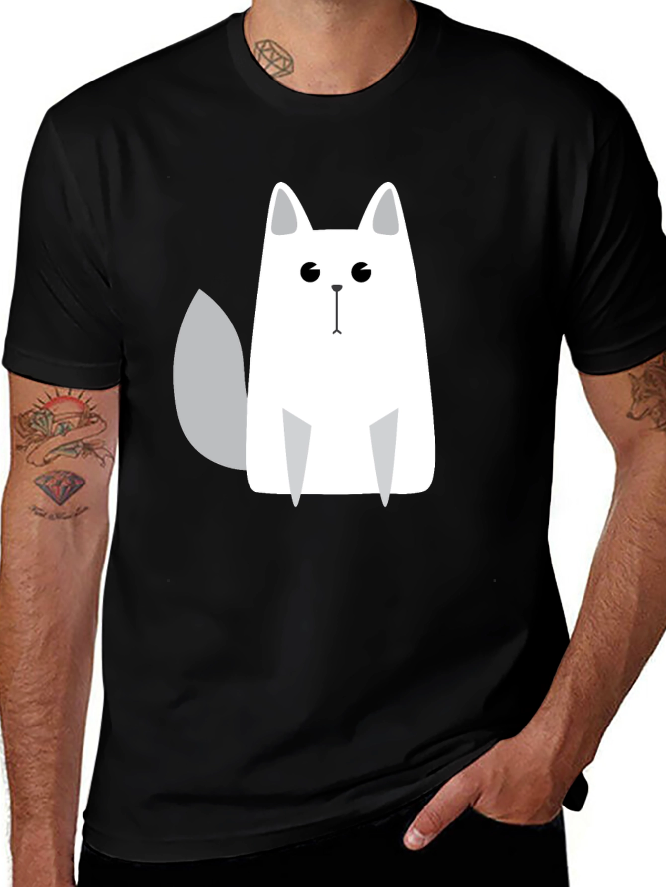 Variant 4 of Cool Cat Graphic Print Black T-Shirt