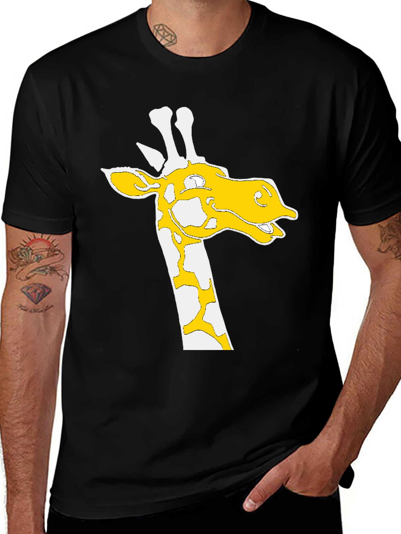 Variant 4 of Giraffe Graphic Tee - Black
