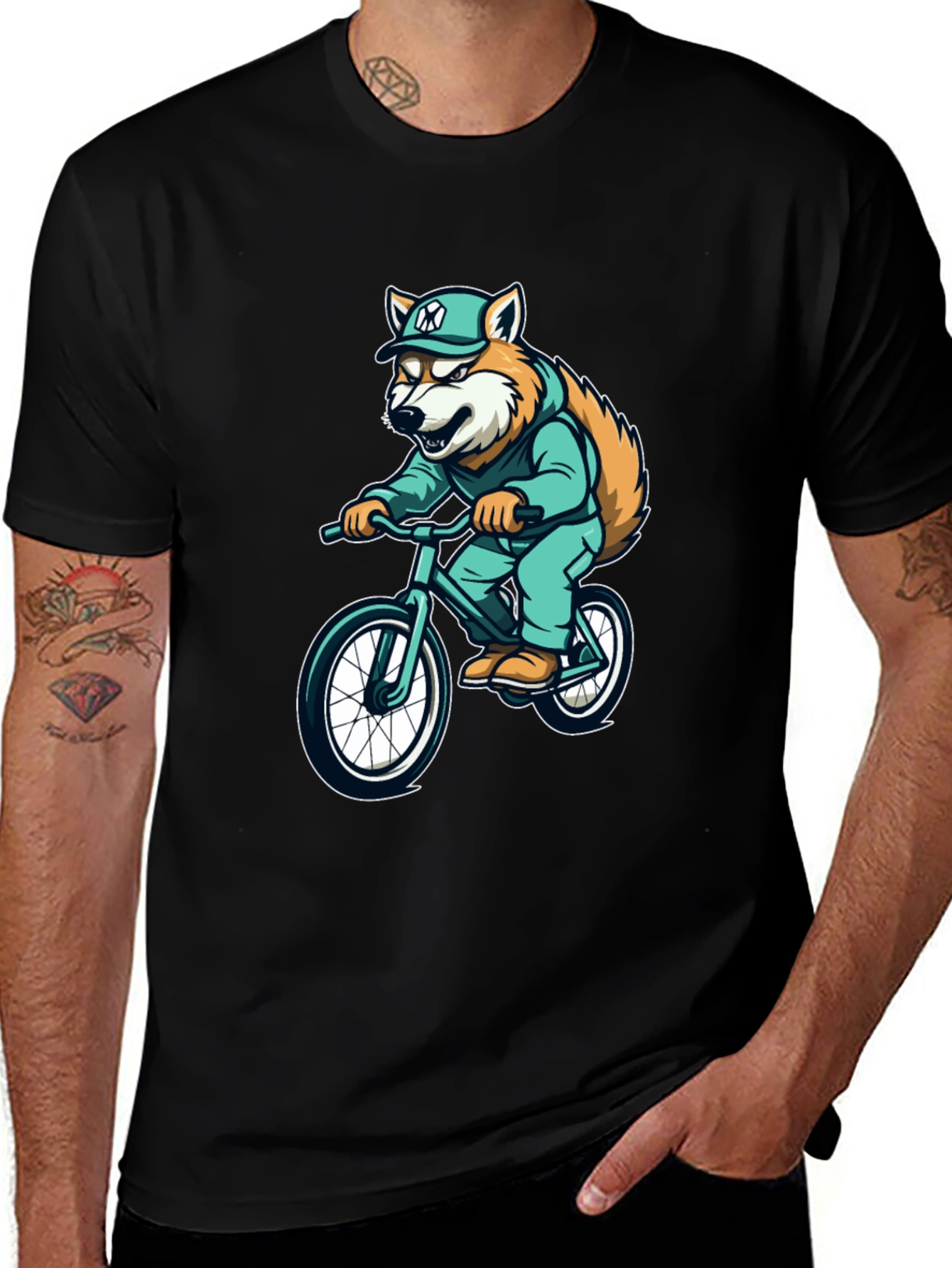 Variant 25 of Cool Fox Biker Graphic Tee - Trendy Style