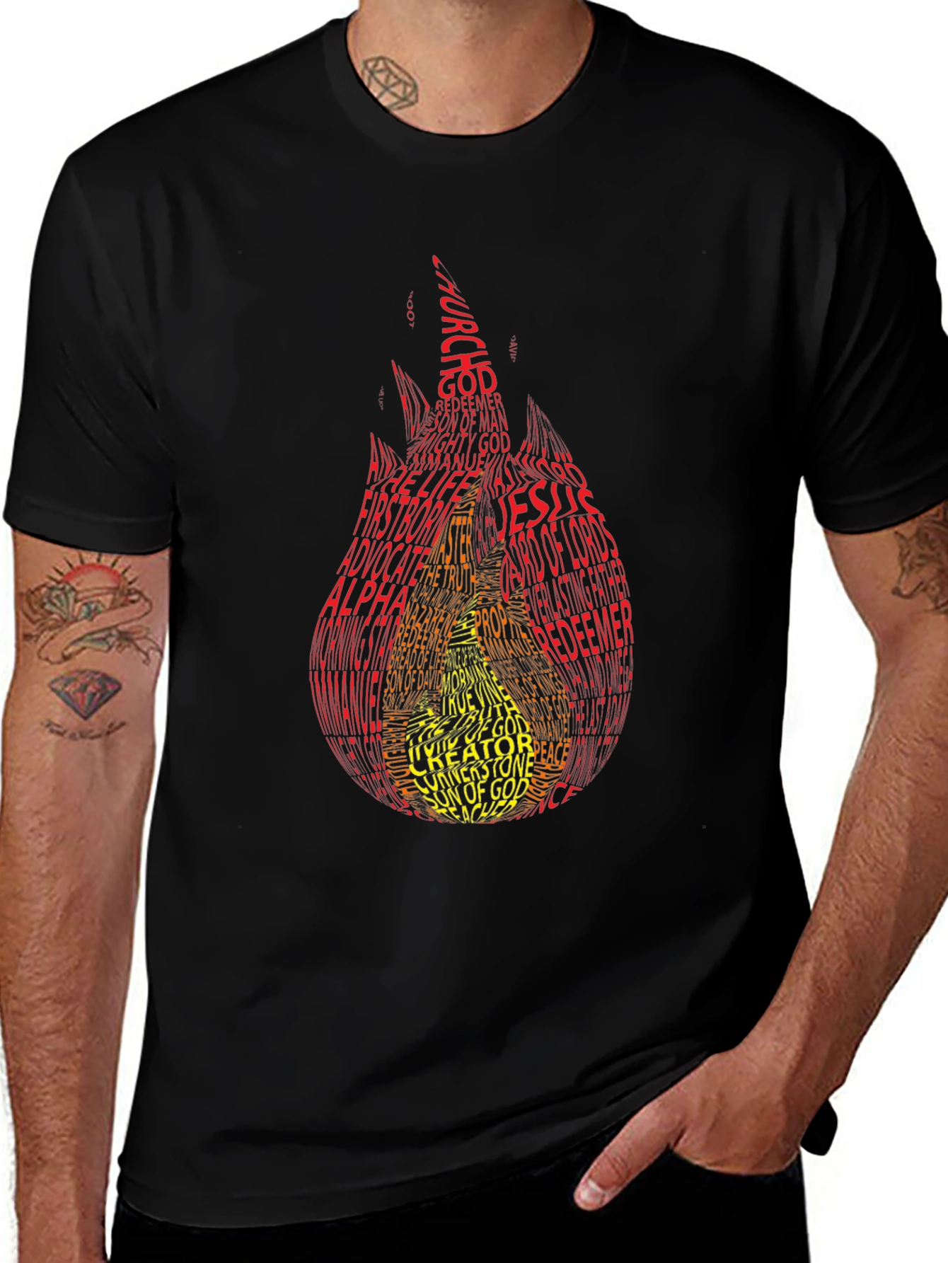 Variant 25 of Flame Word Art T-Shirt - Religious Design