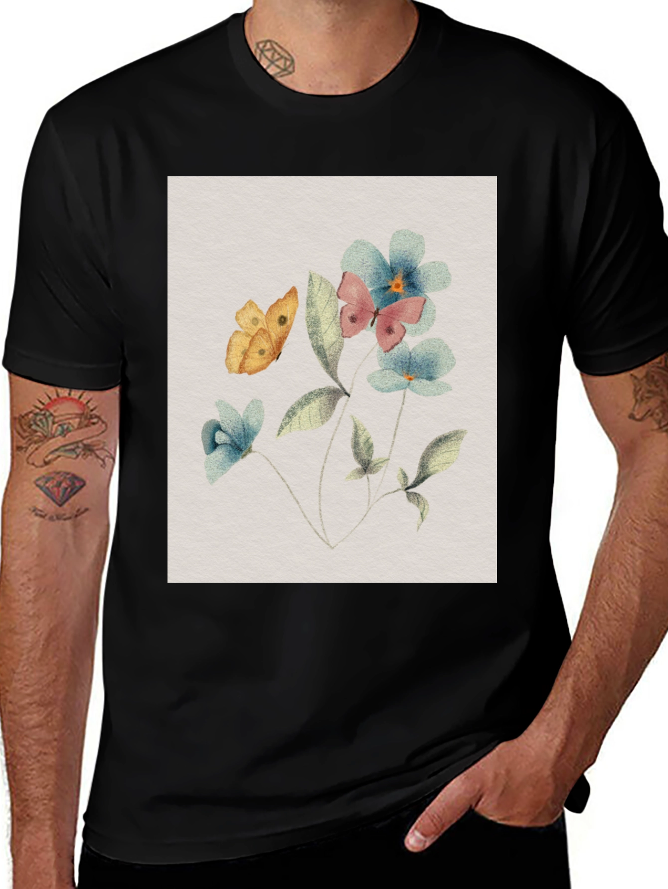 Variant 20 of Floral Butterfly T-Shirt: Nature-Inspired Design