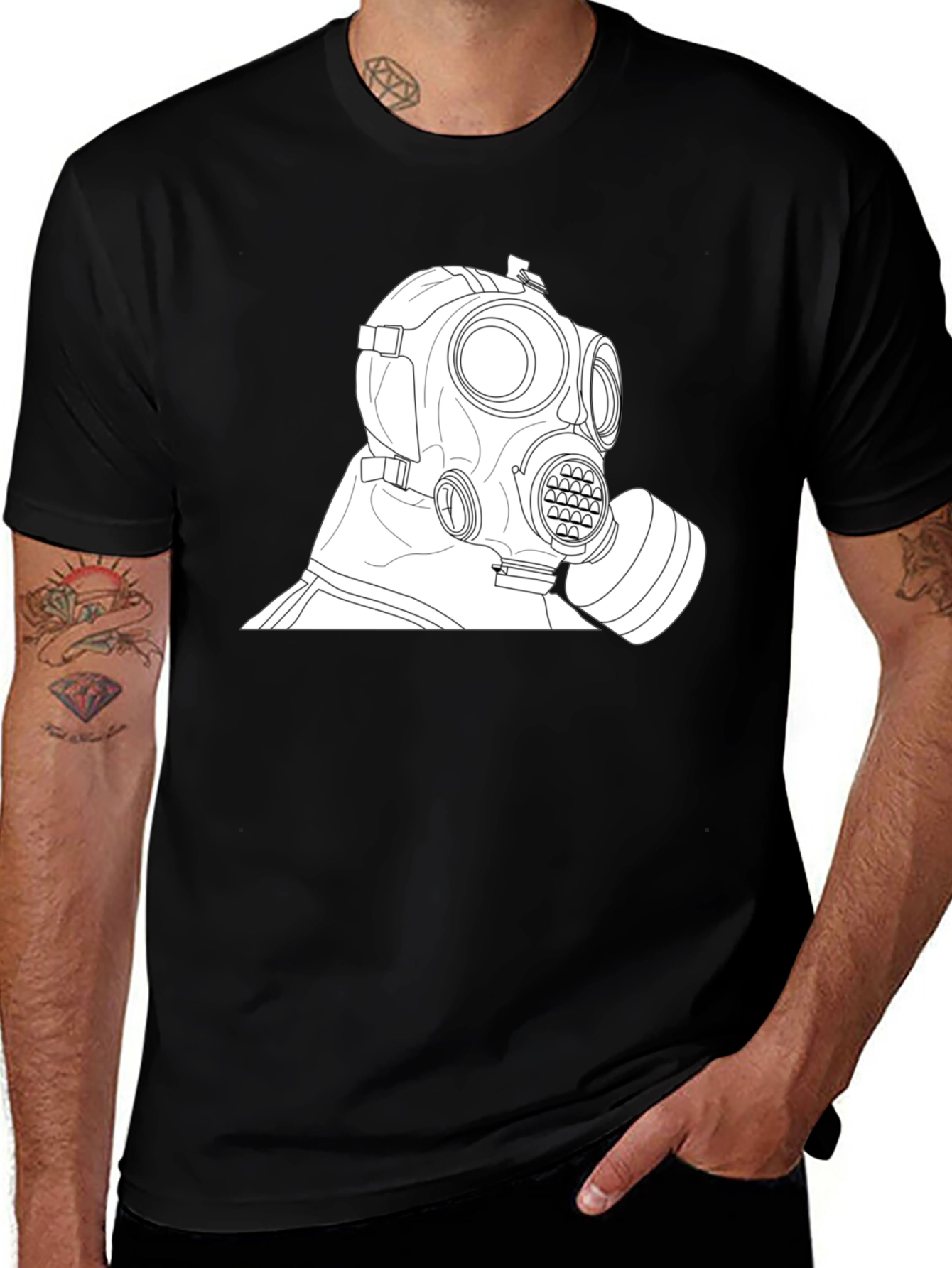 Variant 11 of Gas Mask Graphic T-Shirt - Men's Black Tee