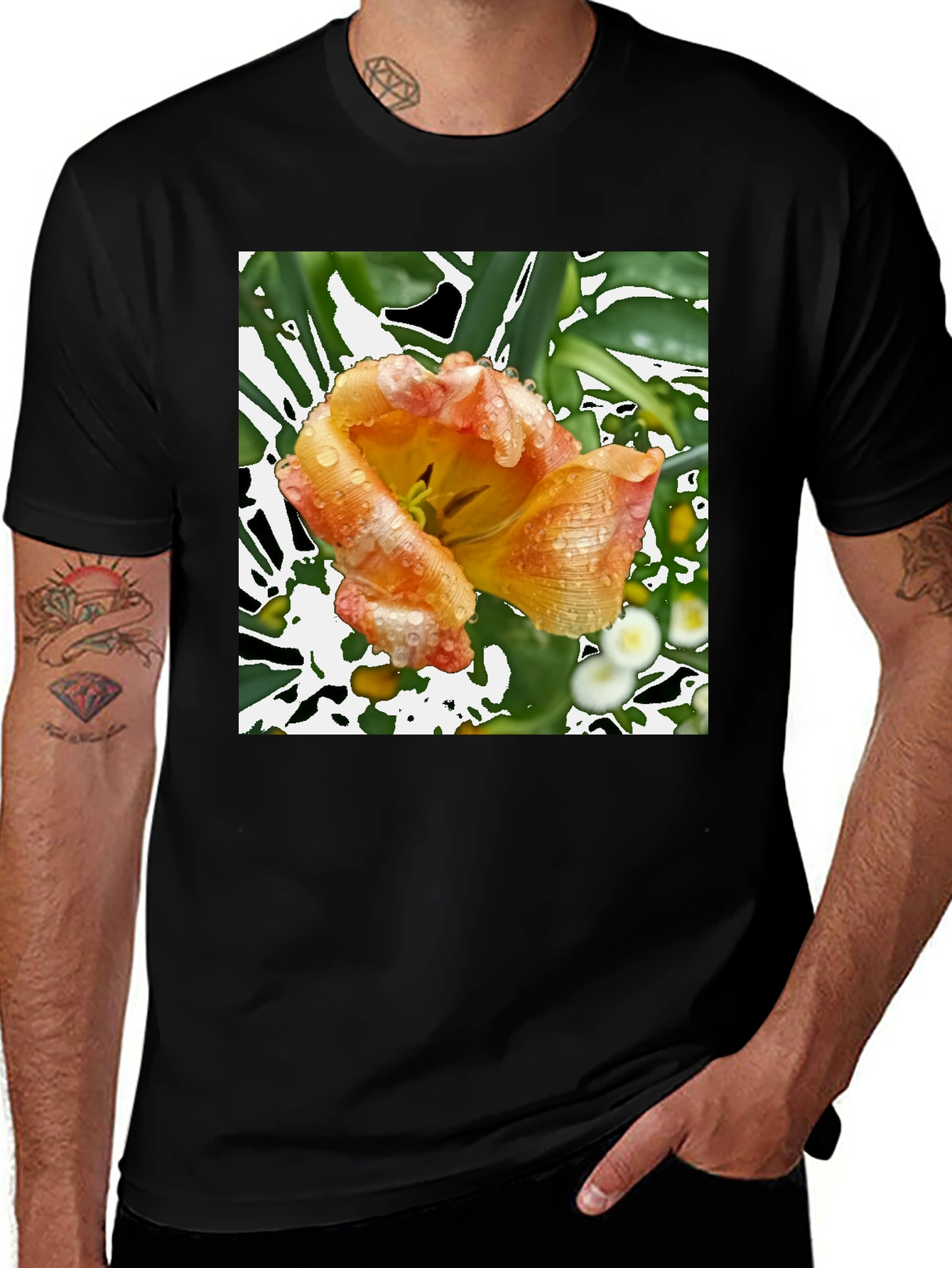 Variant 18 of Floral Print T-Shirt - Unique Tulip Design