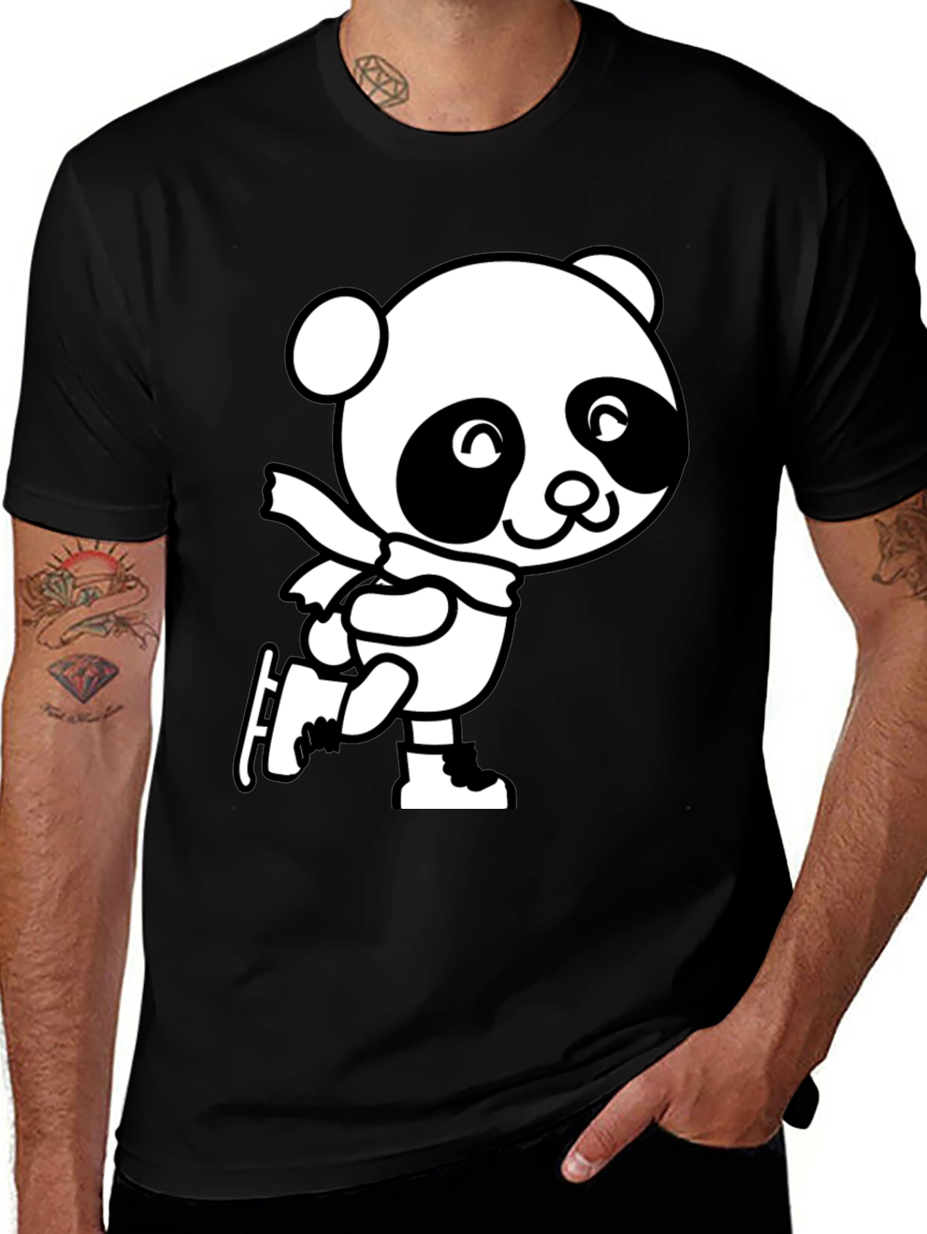 Variant 10 of Cute Panda Ice Skating Graphic Tee