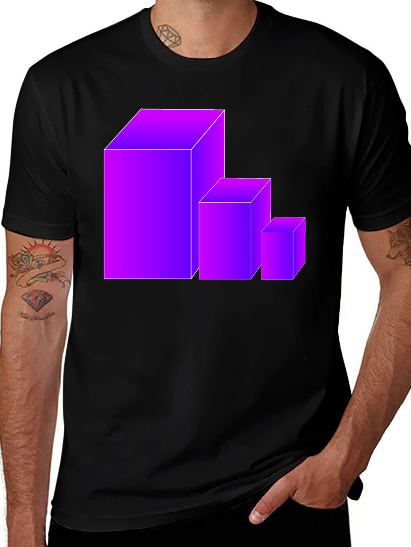 Gradient Cube Graphic T-Shirt - Modern Geometric Tee