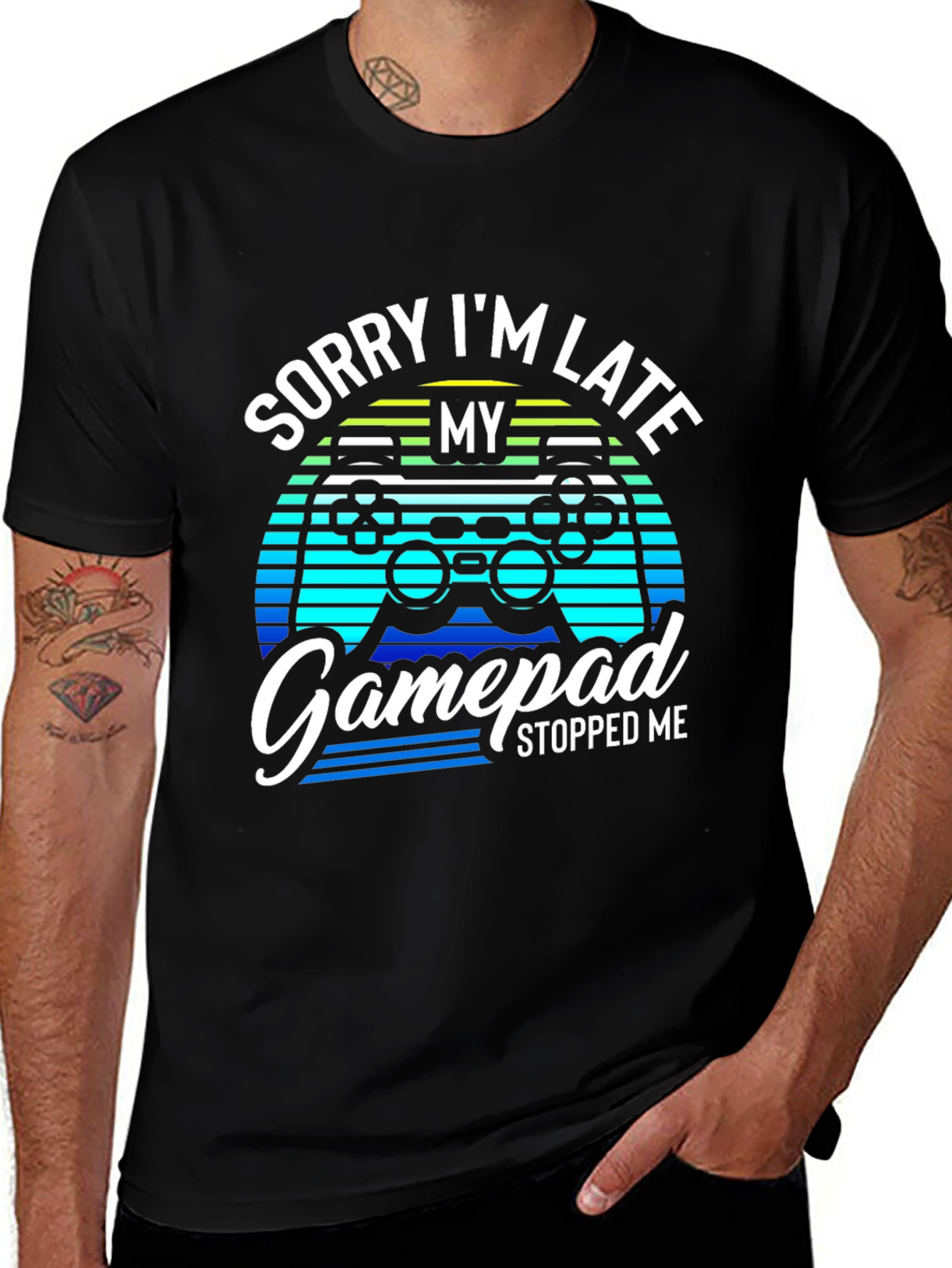 Variant 16 of Gamer Excuse T-Shirt - Sorry I'm Late Gamepad Stopped Me