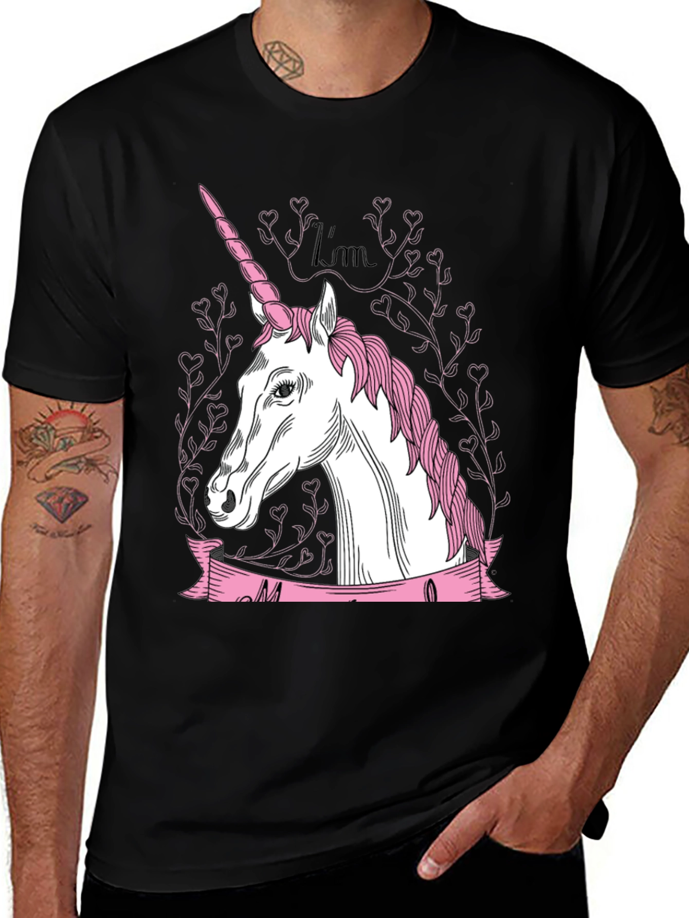 Variant 5 of Unicorn Graphic T-Shirt - Black Cotton Tee
