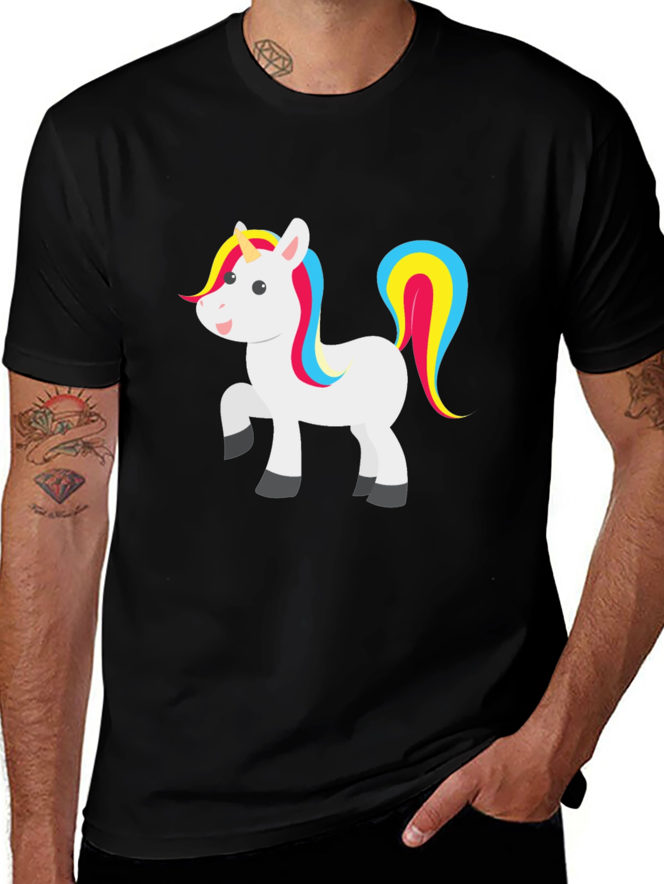 Variant 11 of Unicorn Graphic T-Shirt - Black Crew Neck Tee