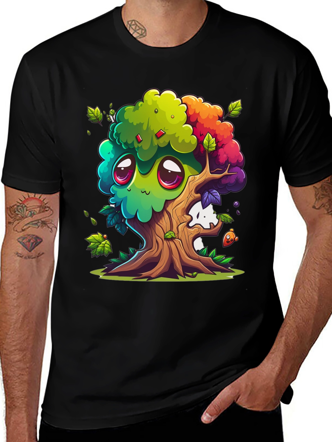 Variant 29 of Cartoon Tree Graphic Tee - Whimsical Unisex T-Shirt