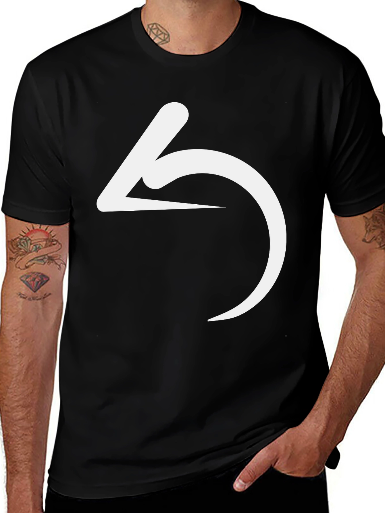 Variant 11 of Minimalist Arrow T-Shirt - Black Graphic Tee