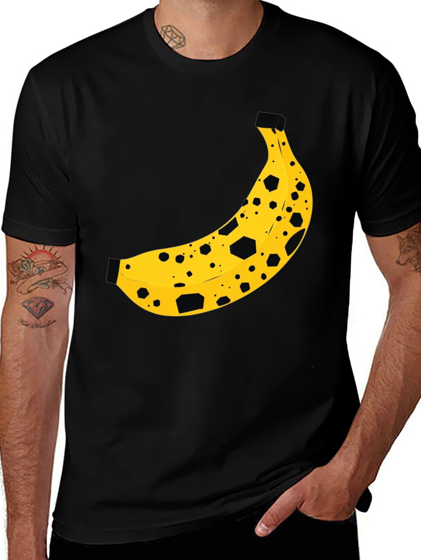 Banana Print Black T-Shirt