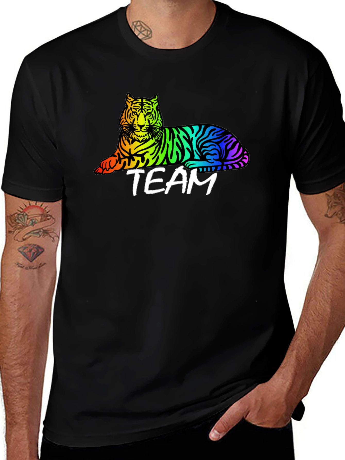 Variant 26 of Rainbow Tiger Team Graphic T-Shirt