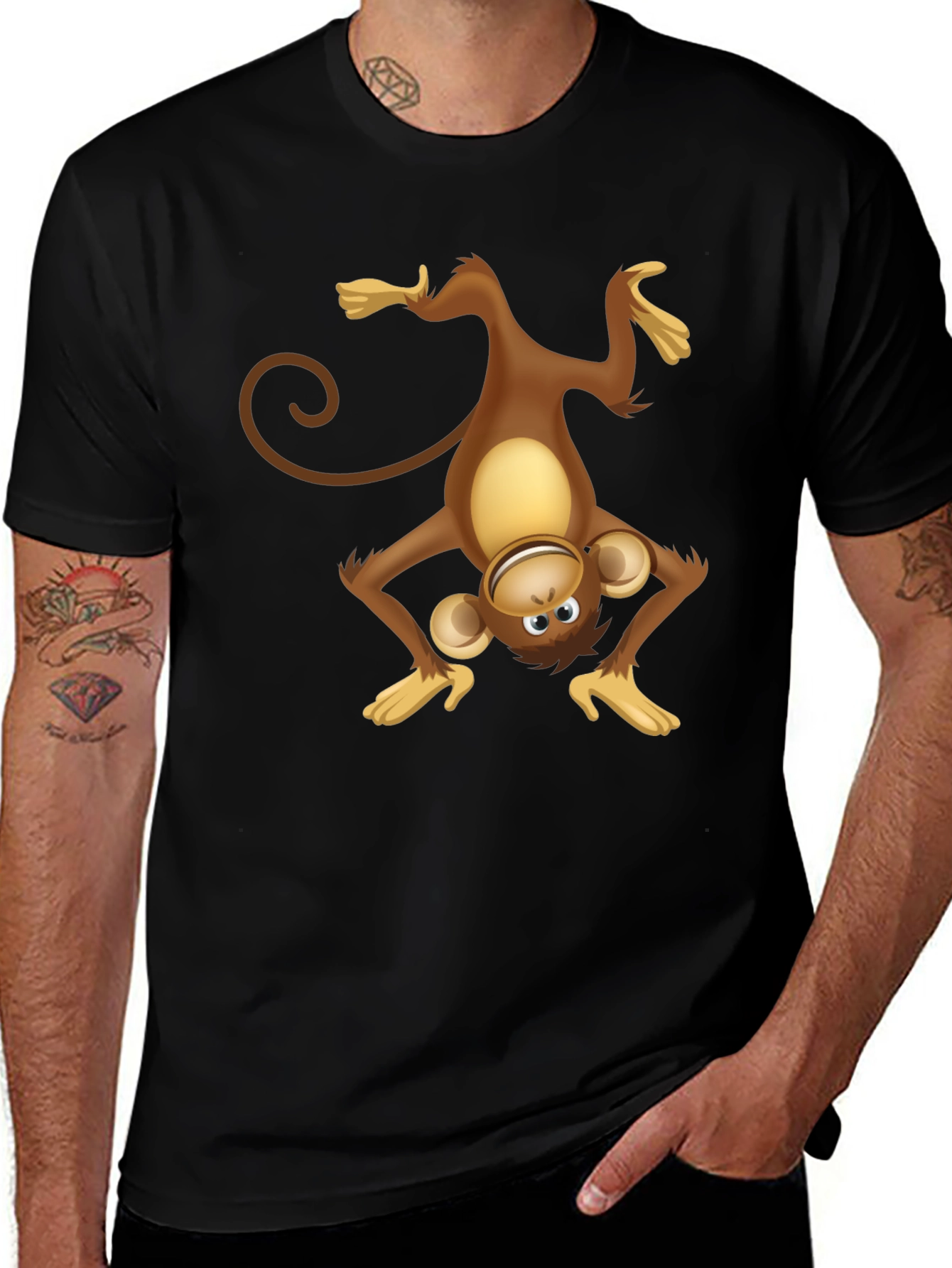 Variant 3 of Upside Down Monkey Graphic Tee - Black