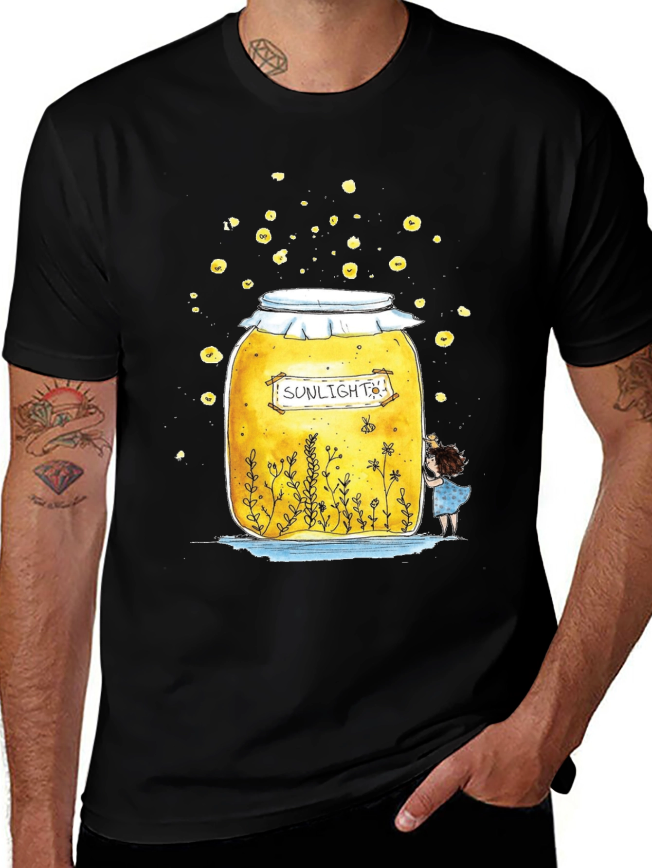 Variant 3 of Sunlight Jar Graphic T-Shirt - Whimsical Black Tee