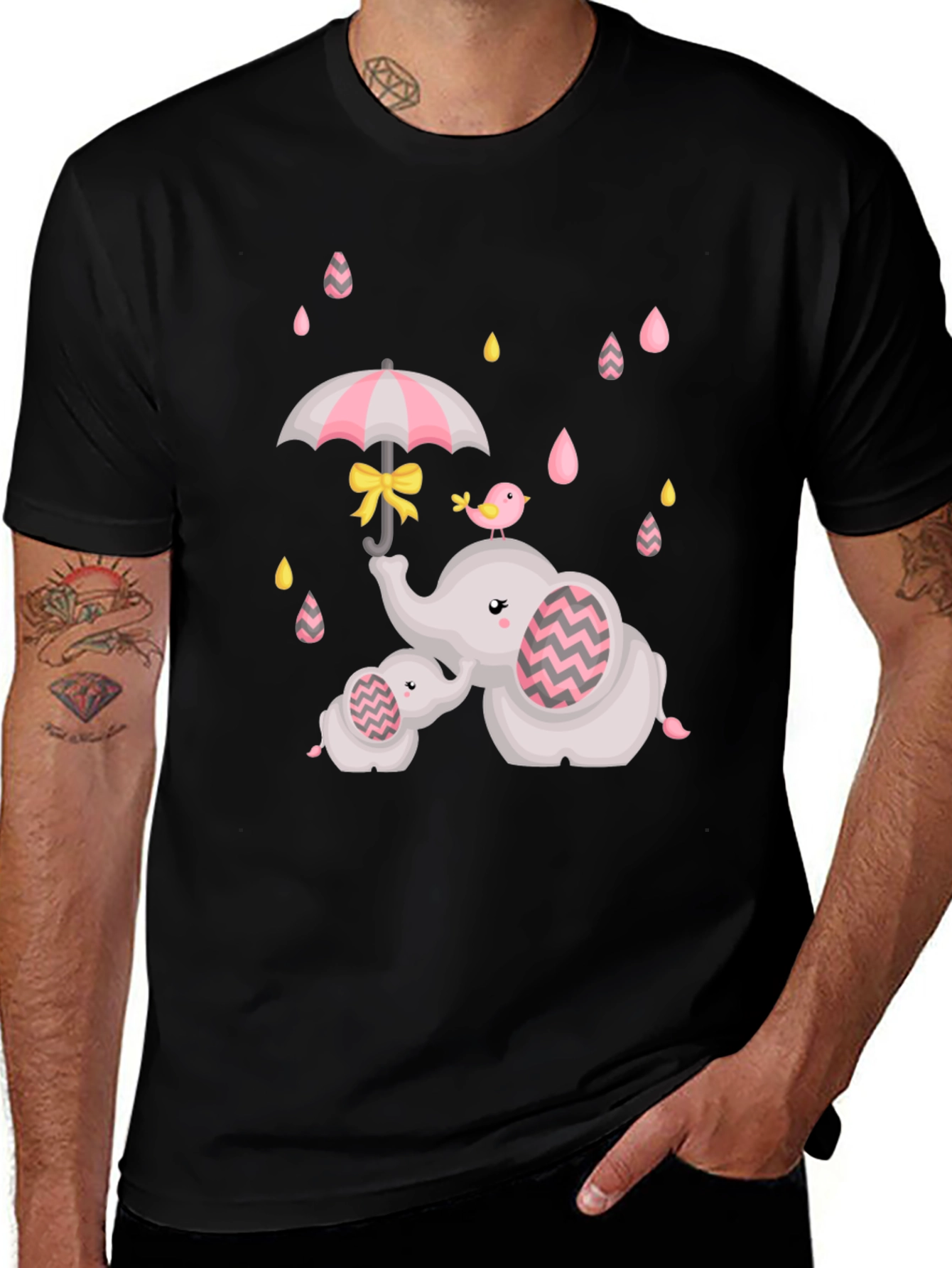 Variant 23 of Cute Elephant Family Raindrops Graphic Tee