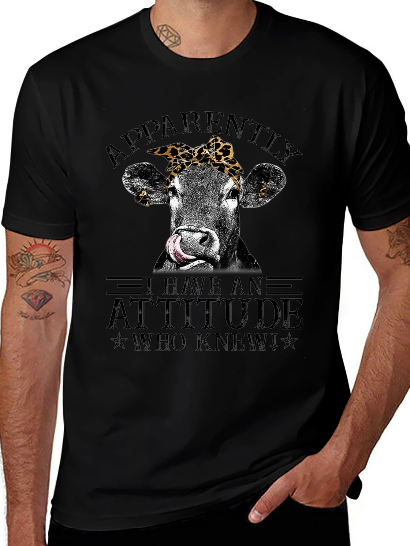 Variant 5 of Funny Cow Attitude Graphic T-Shirt