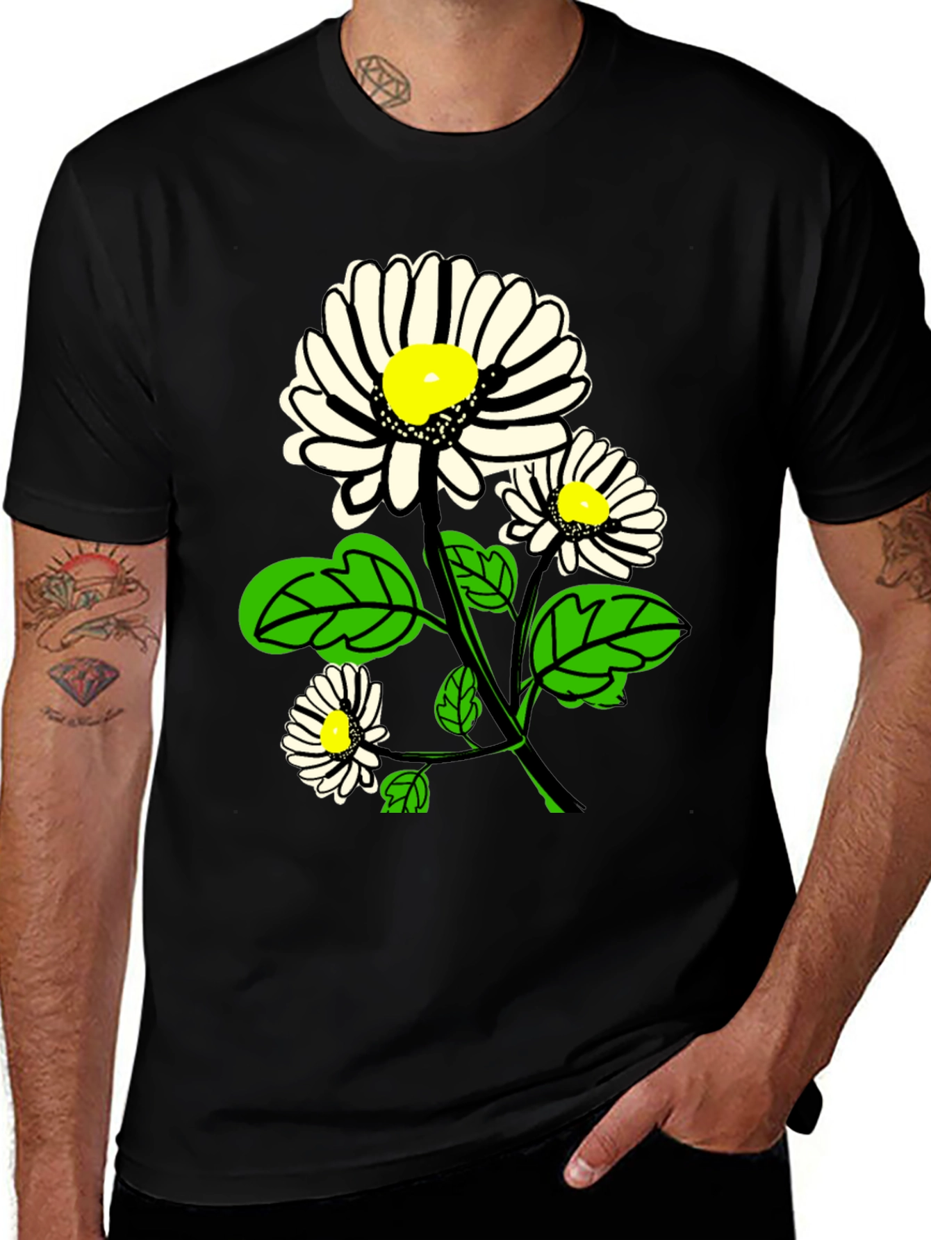 Variant 24 of Daisy Graphic Print Black T-Shirt