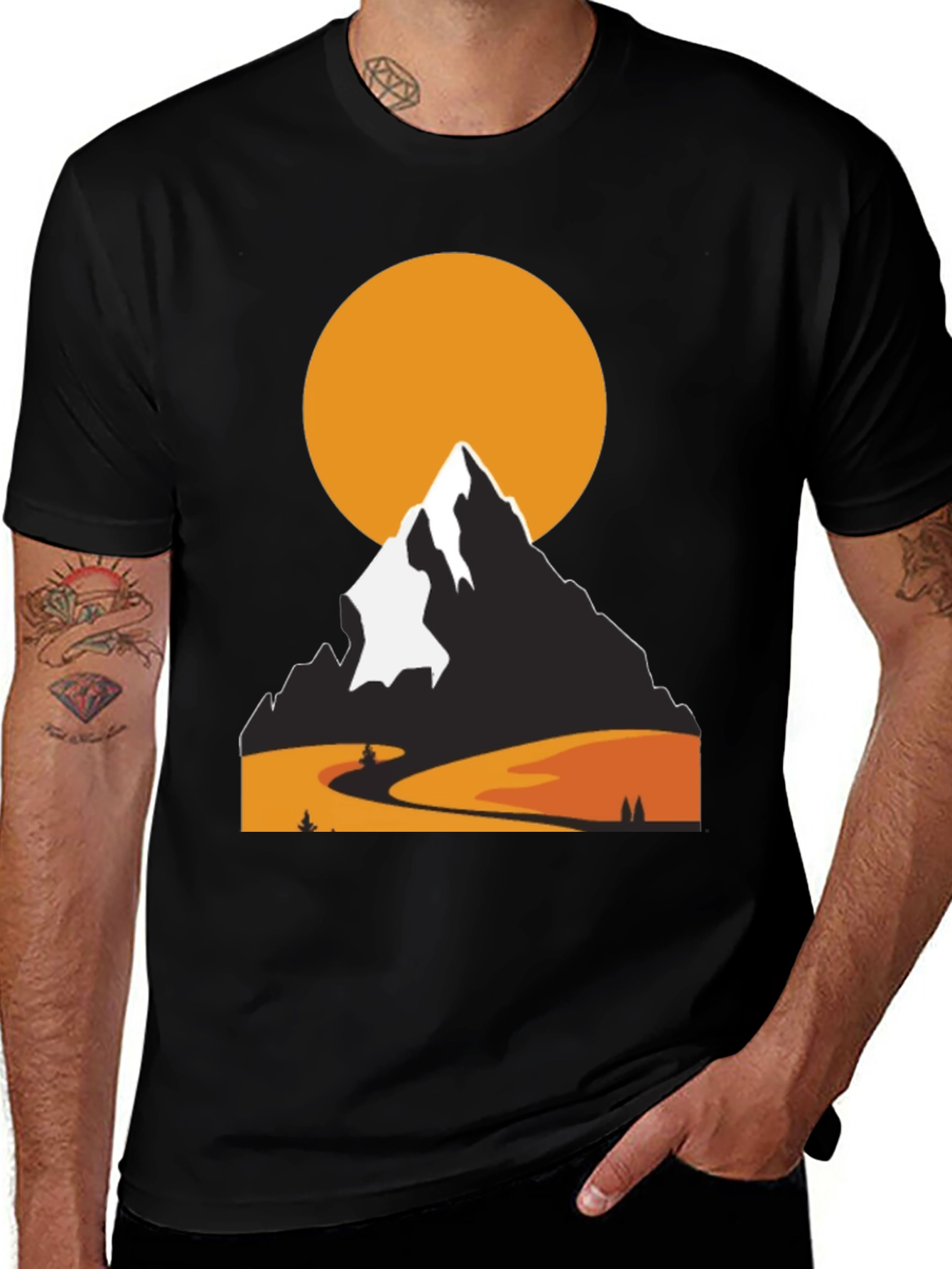 Variant 8 of Mountain Sunset Graphic Tee - Nature Lover's Black T-Shirt