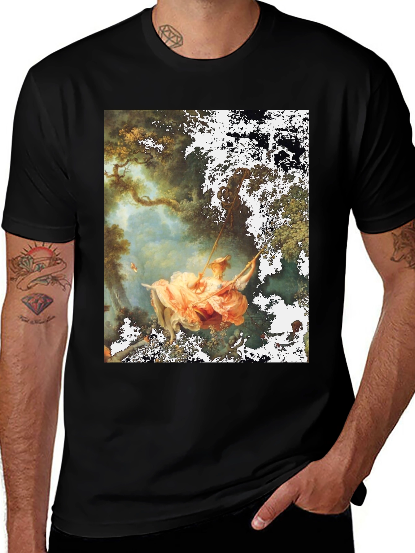 Variant 16 of Artistic Men's Black T-Shirt - The Swing