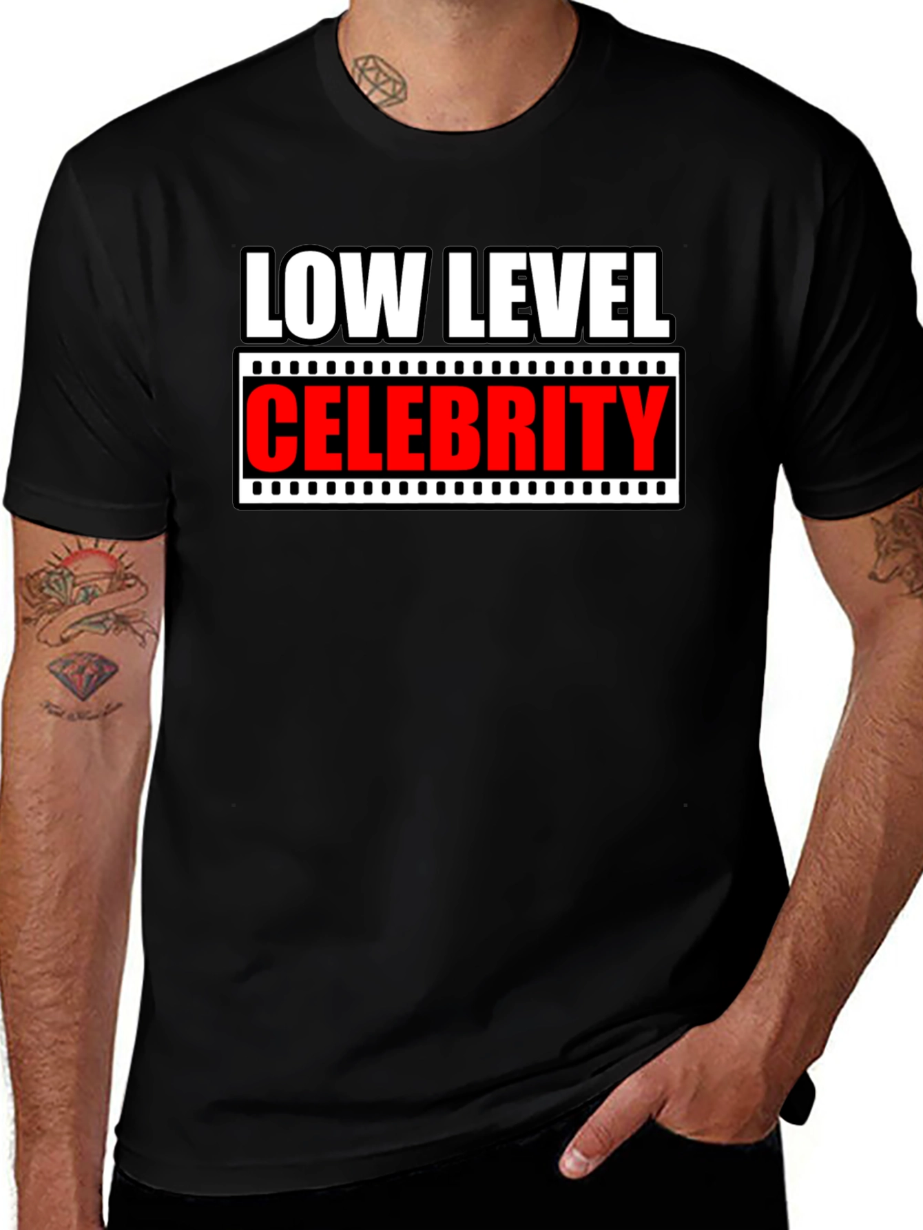 Variant 18 of Low Level Celebrity Graphic Tee - Black Cotton Casual Shirt
