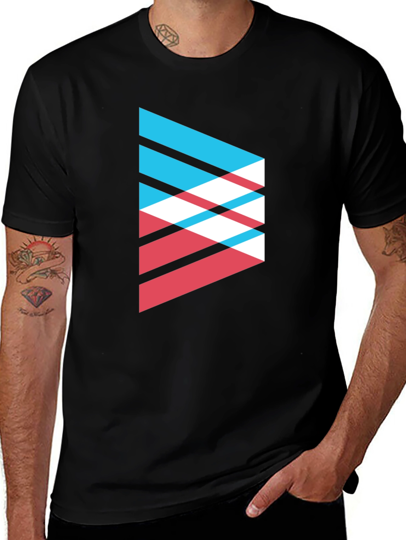 Variant 28 of Modern Geometric Graphic Tee - Black