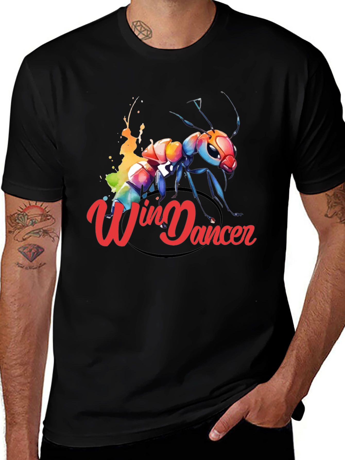 Black Win Dancer Ant Graphic Tee - Unique Design main image