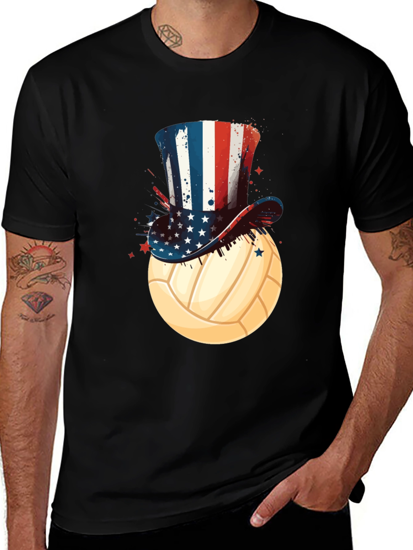 Patriotic Volleyball Graphic Tee - USA Colors!
