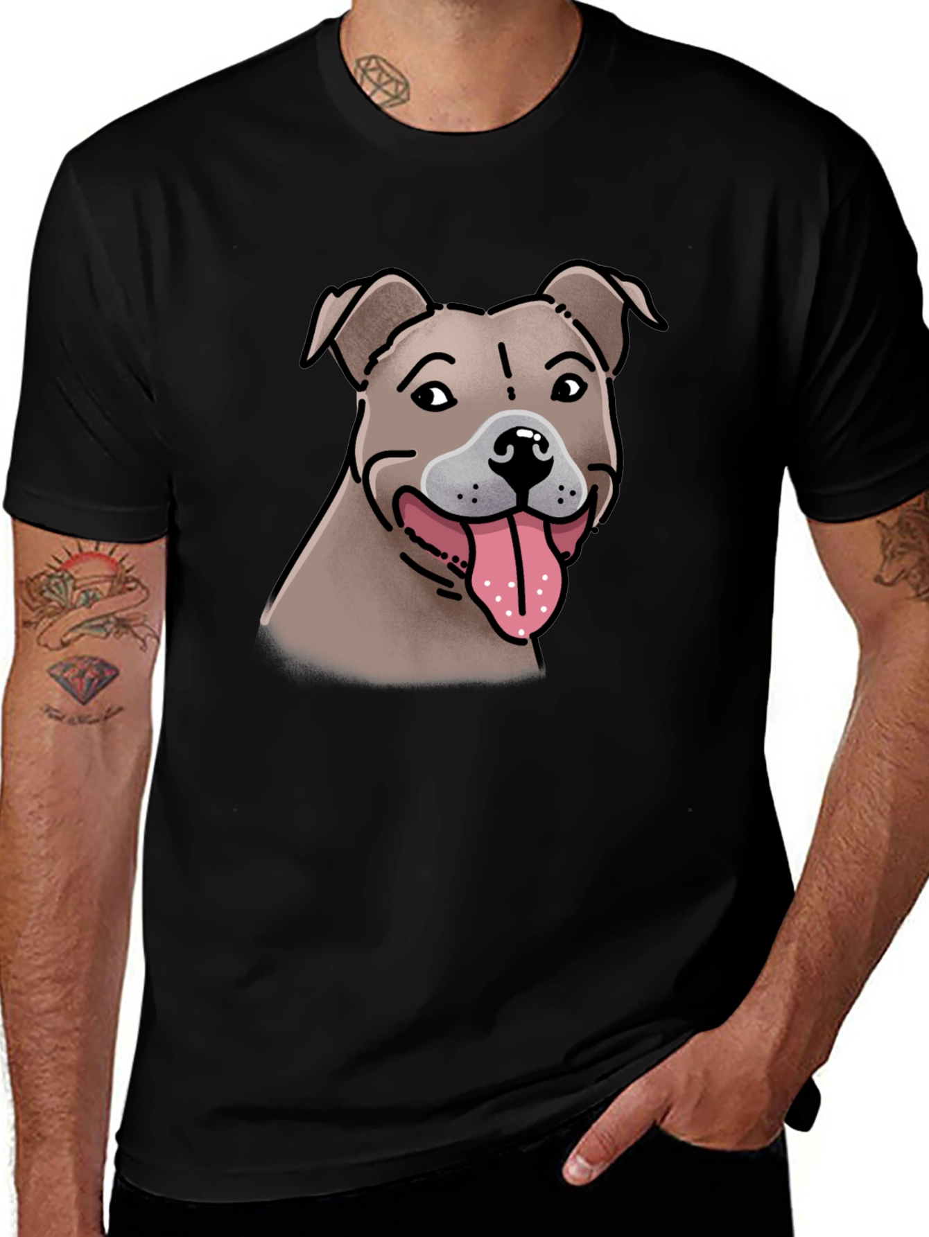 Variant 7 of Dog Lover's Tee: Pitbull Cartoon Design