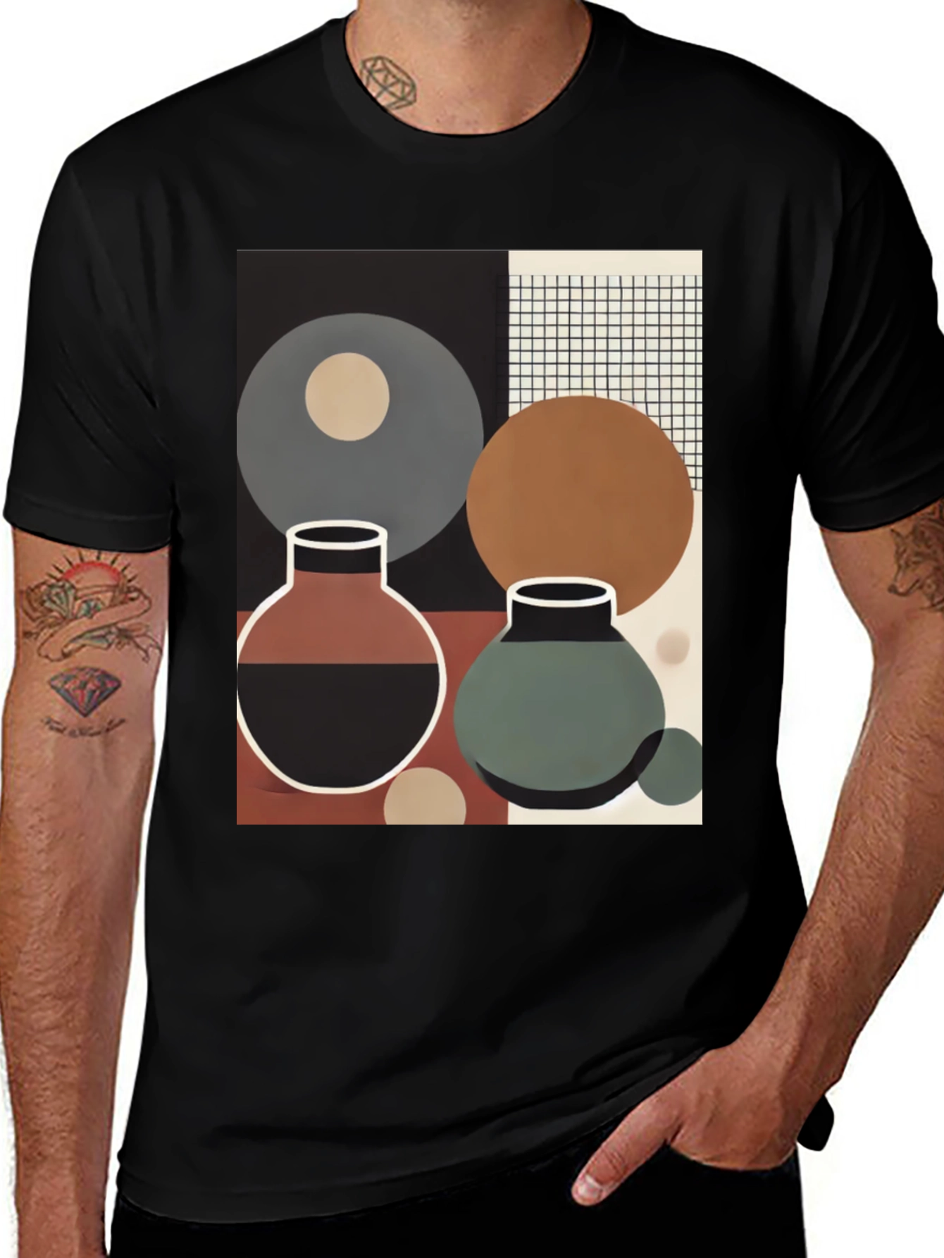 Variant 26 of Abstract Geometric Vases T-Shirt - Modern Art Tee