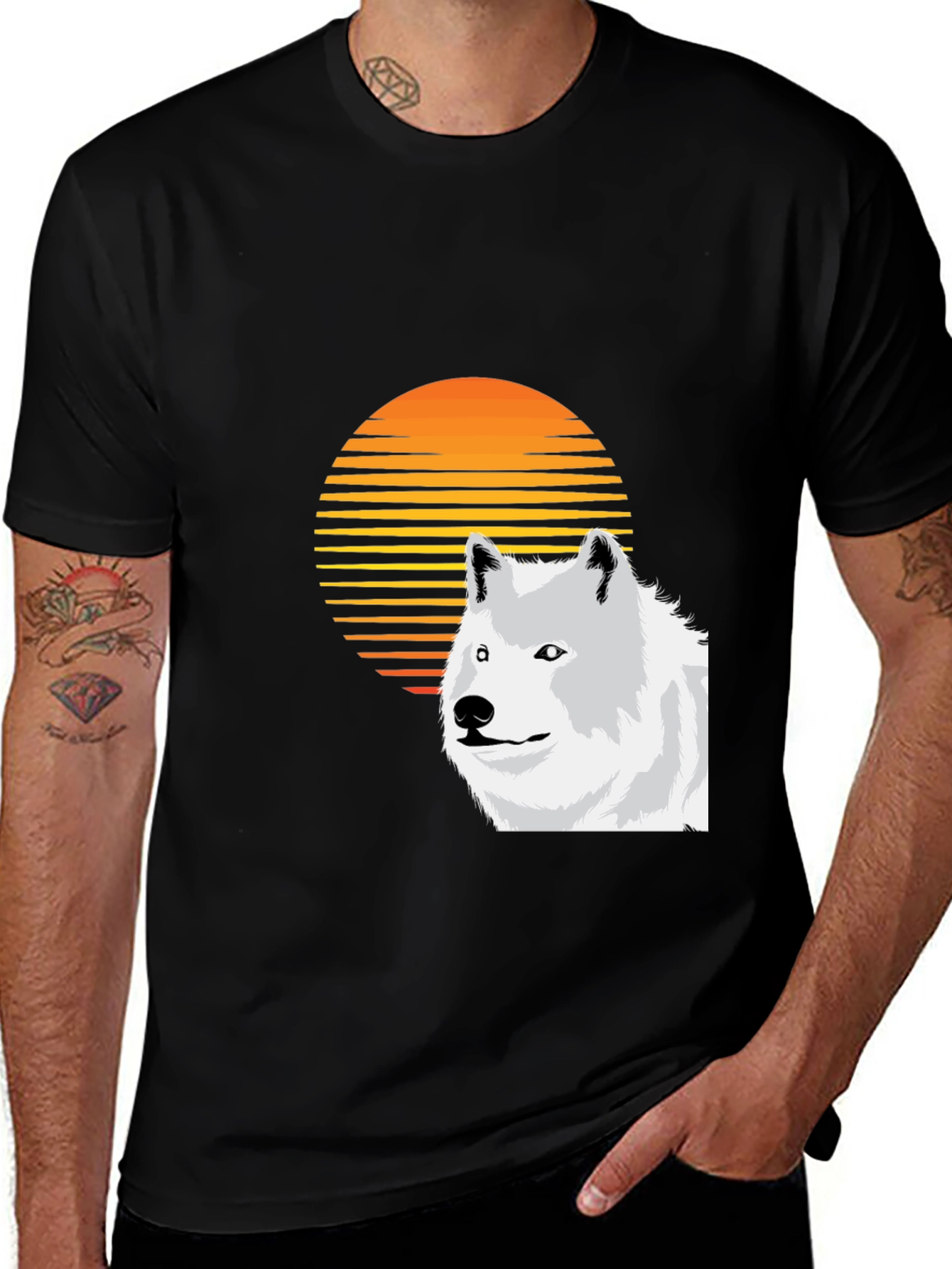 Variant 12 of Wolf Sunset Graphic Tee - Retro Style